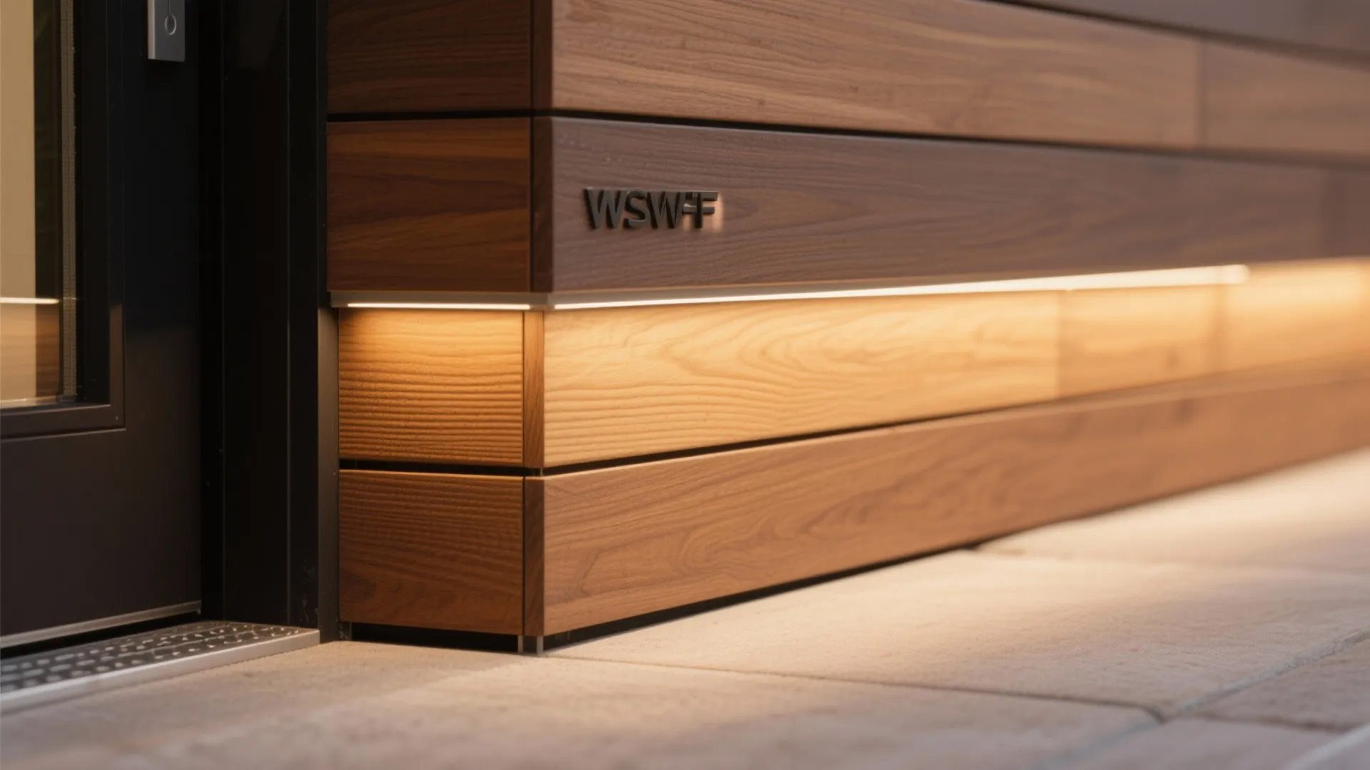 Warm Wood-Tone Accents at Entry