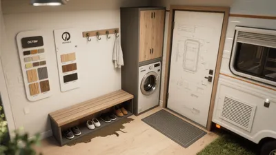 Compact Laundry & Entry Mudroom Design