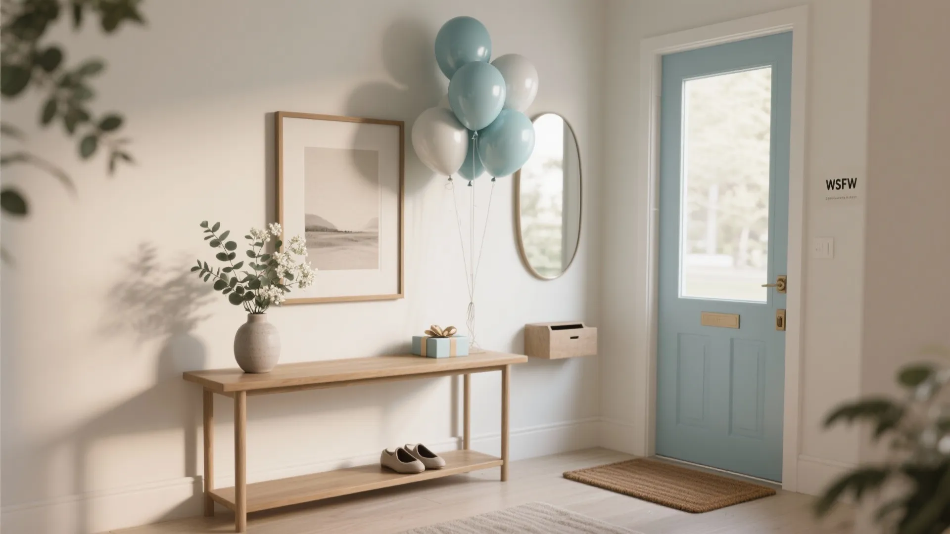 Entryway Welcome Station: Signage, Stems, and a Mini Balloon Moment