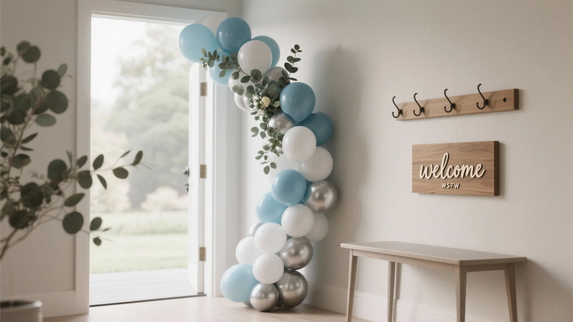 Balloon + Botanical Entryway Photo Moment