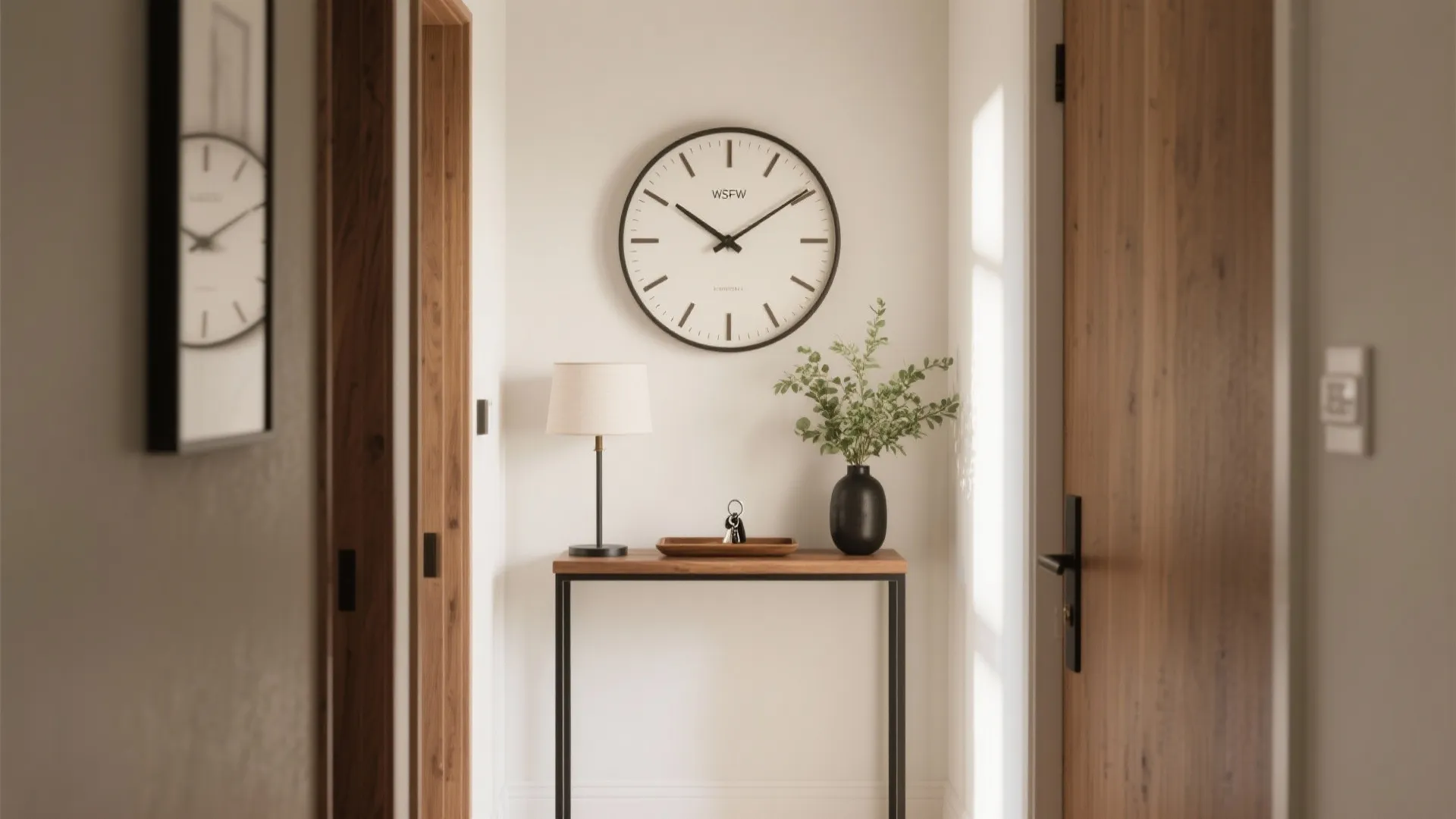 5) Entryway Impact: Round Clock + Console Styling