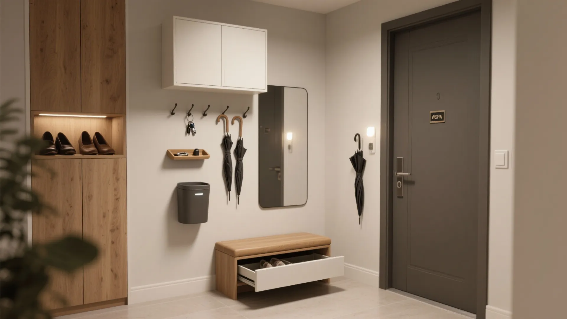 Bonus: entryway storage and circulation fixes