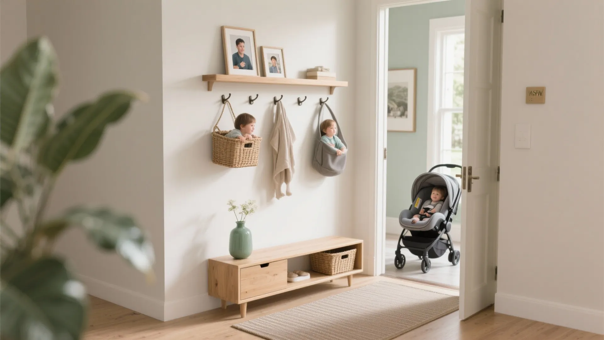 Entryway welcome vignette for that first homecoming photo