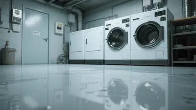 Industrial-Style Laundry Room with Commercial Washers