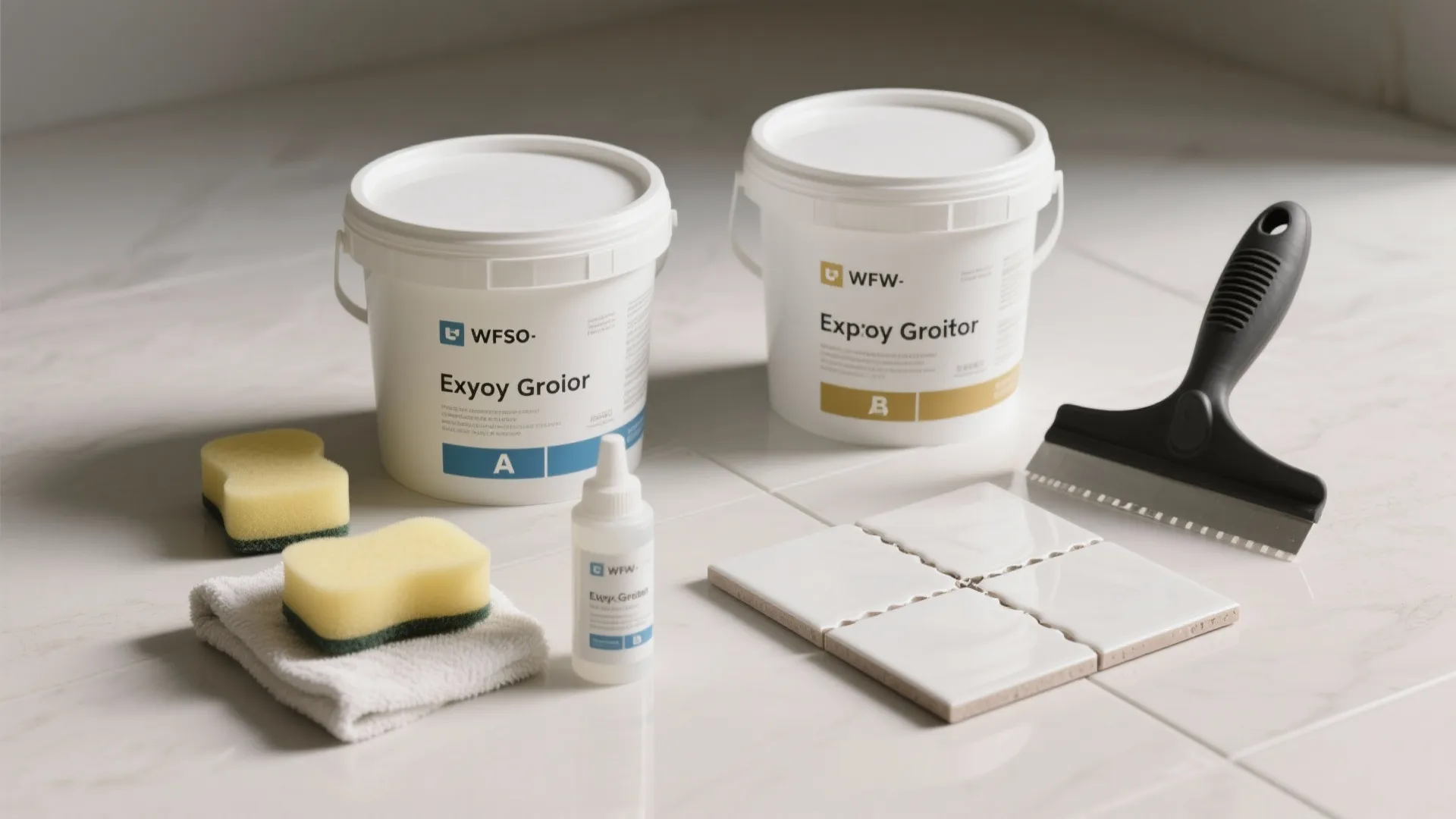 High-build epoxy grout for stain-proof lines