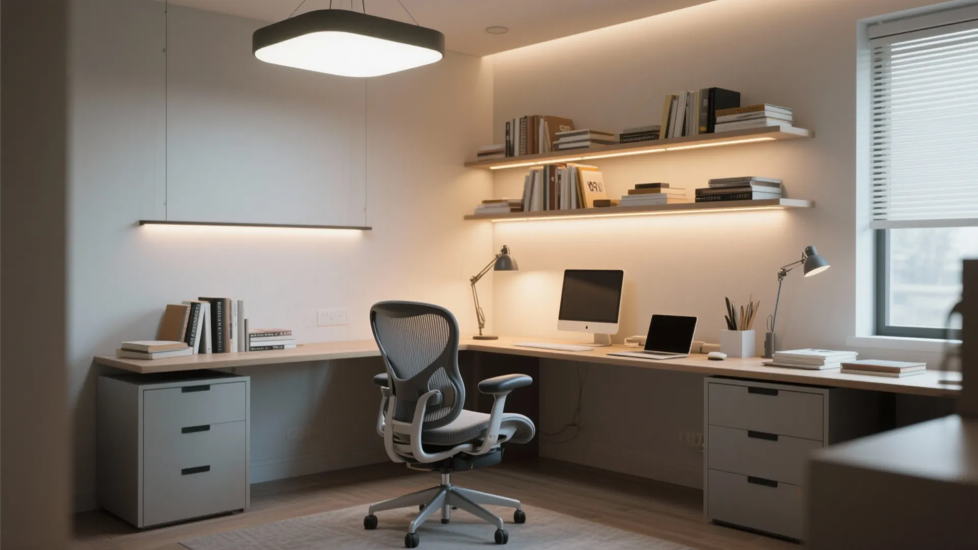Ergonomic chair and adjustable lighting