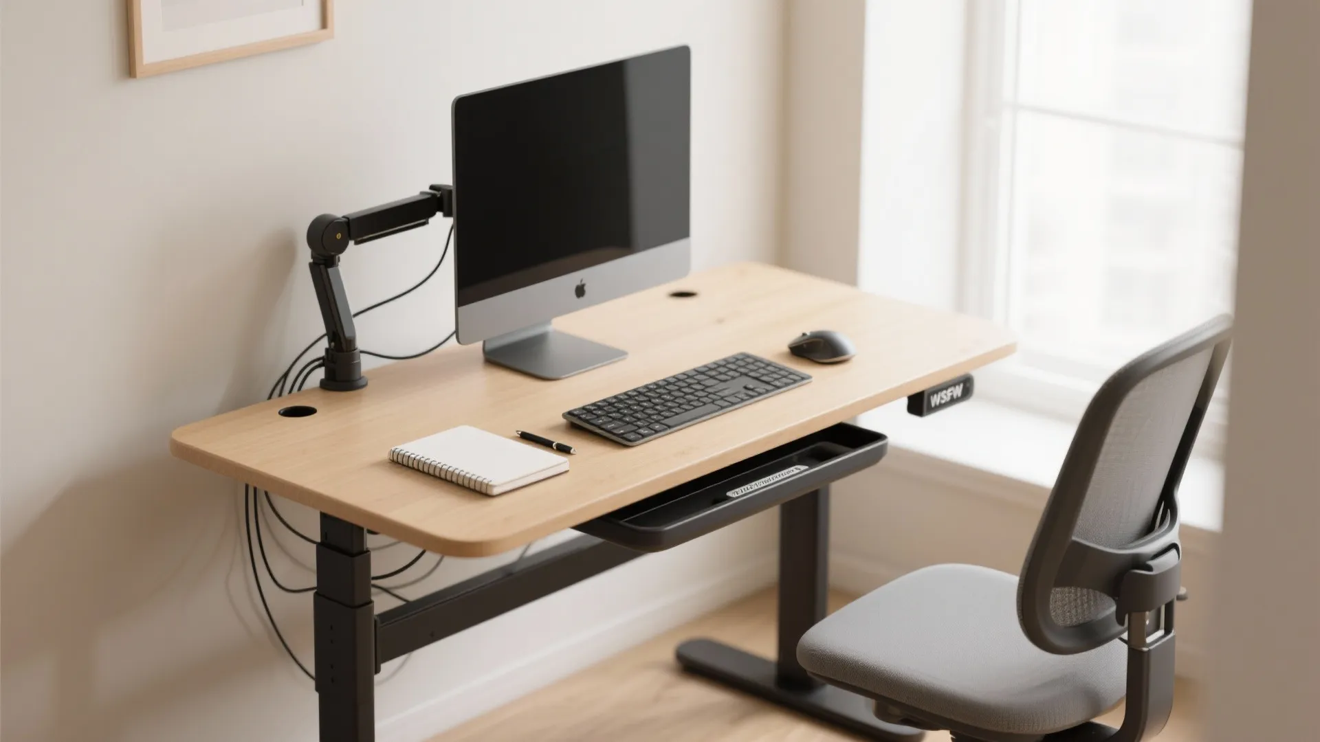 Ergonomic desk setups with cable management