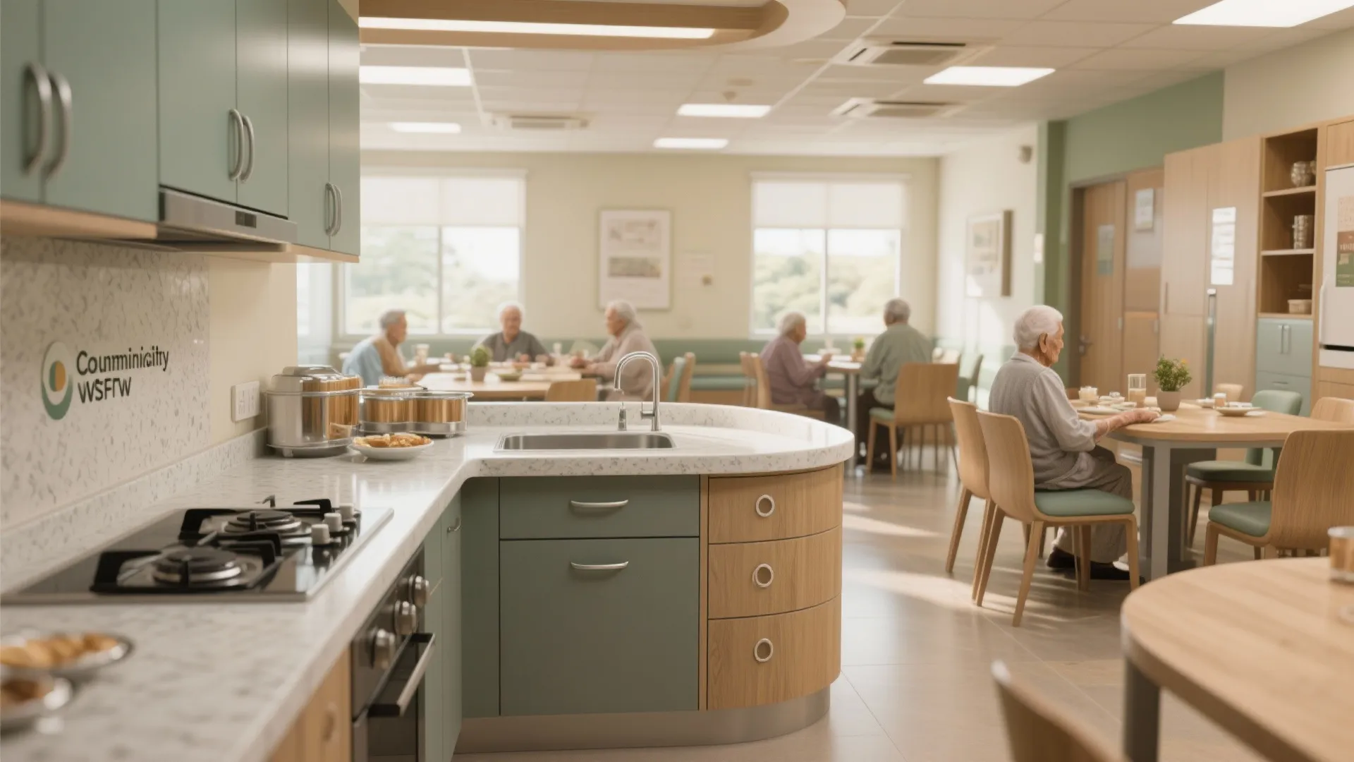 Ergonomic kitchenettes and community dining