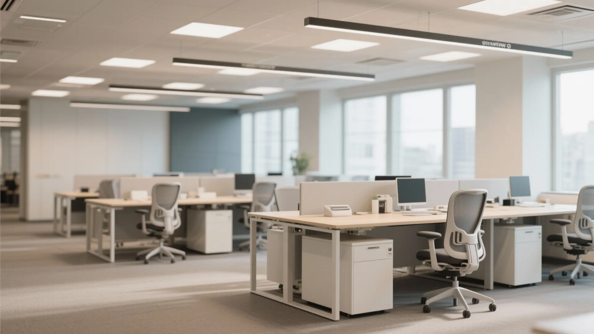 Office desks and chairs designed for ergonomic comfort