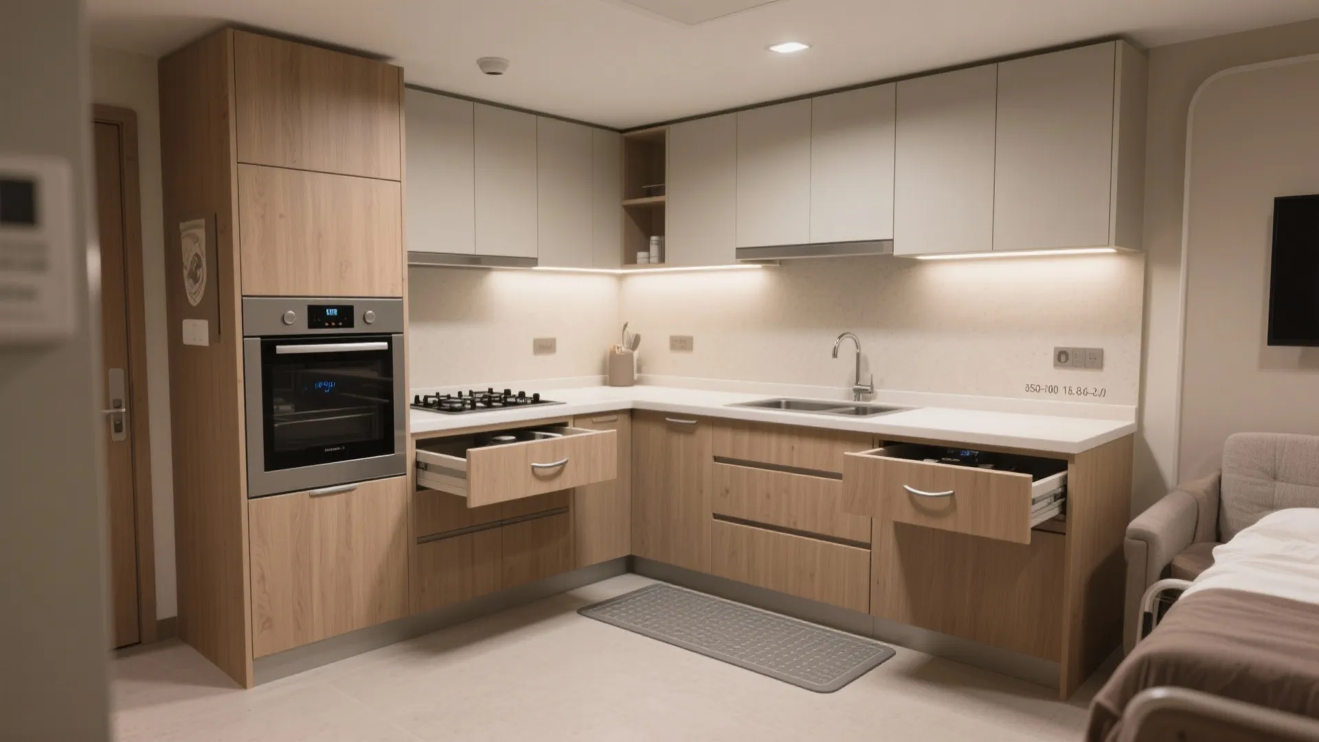 Ergonomic kitchenettes for safer independence