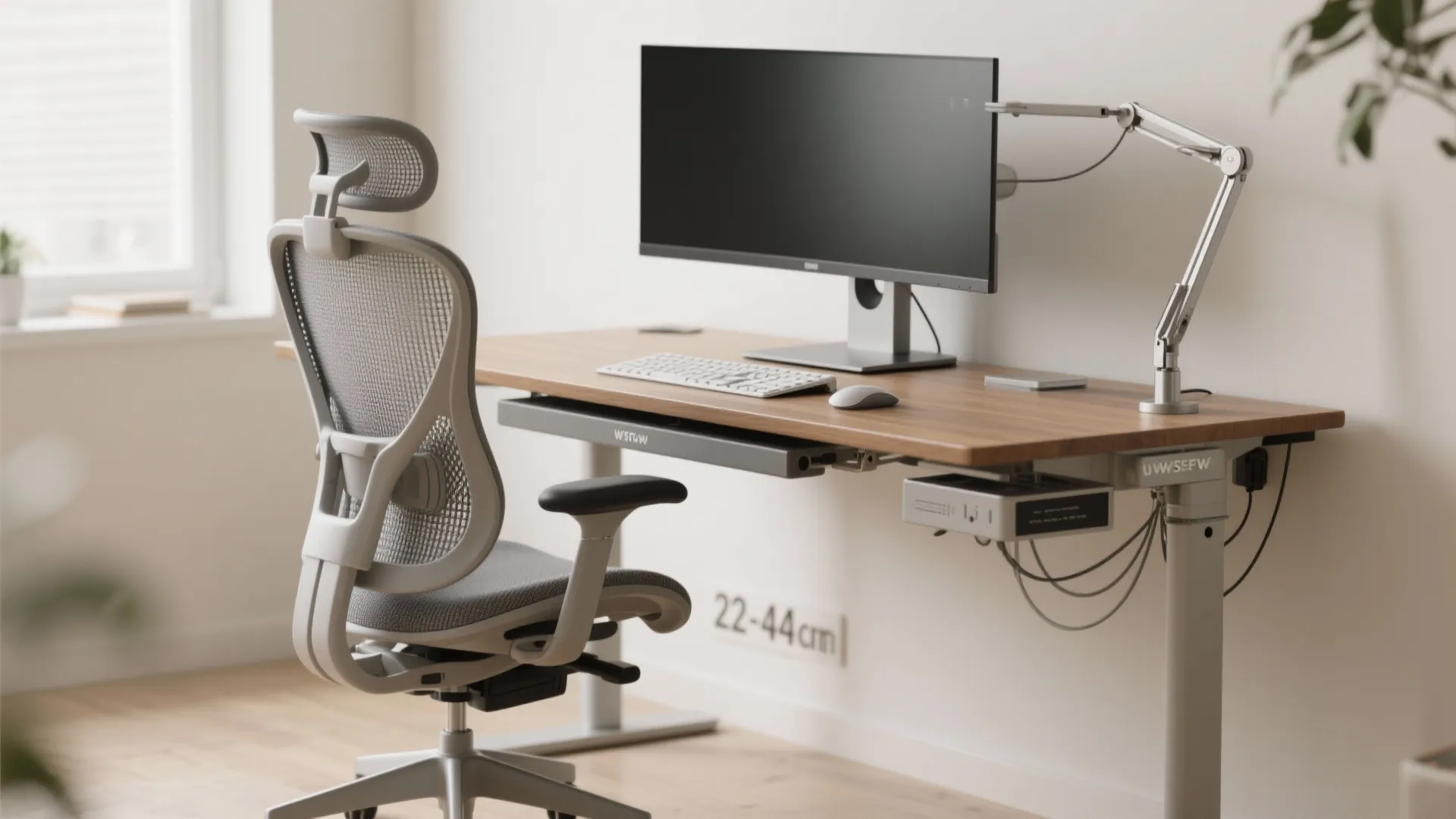 Ergonomics-first chair and screen setup