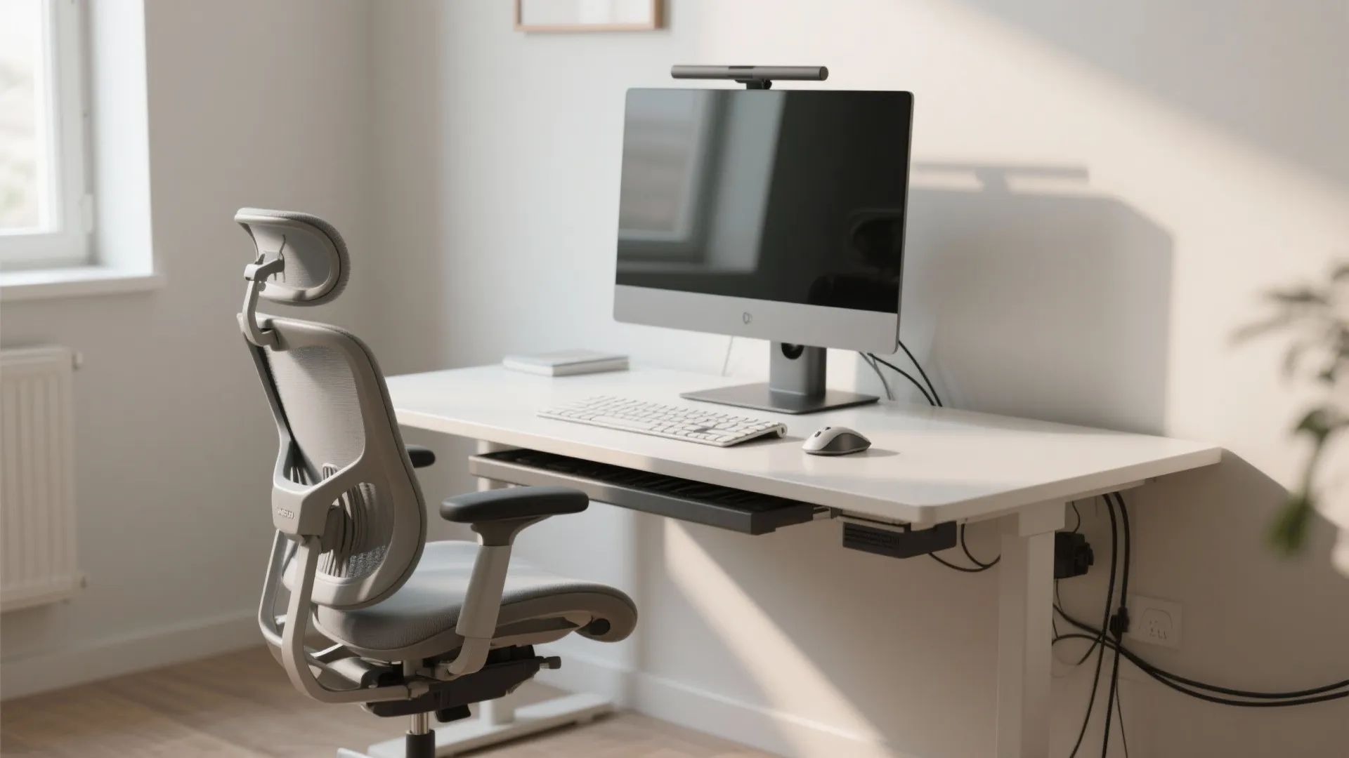 Ergonomic chair and monitor setup