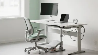 Ergonomic Home Office Setup with Adjustable Desk