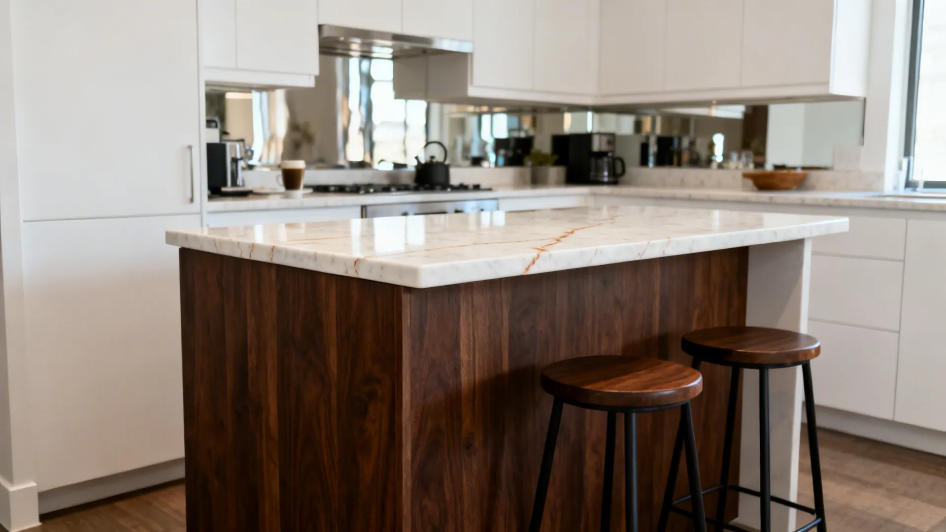 Warm Quartz + Espresso Island: Material Balance that Works