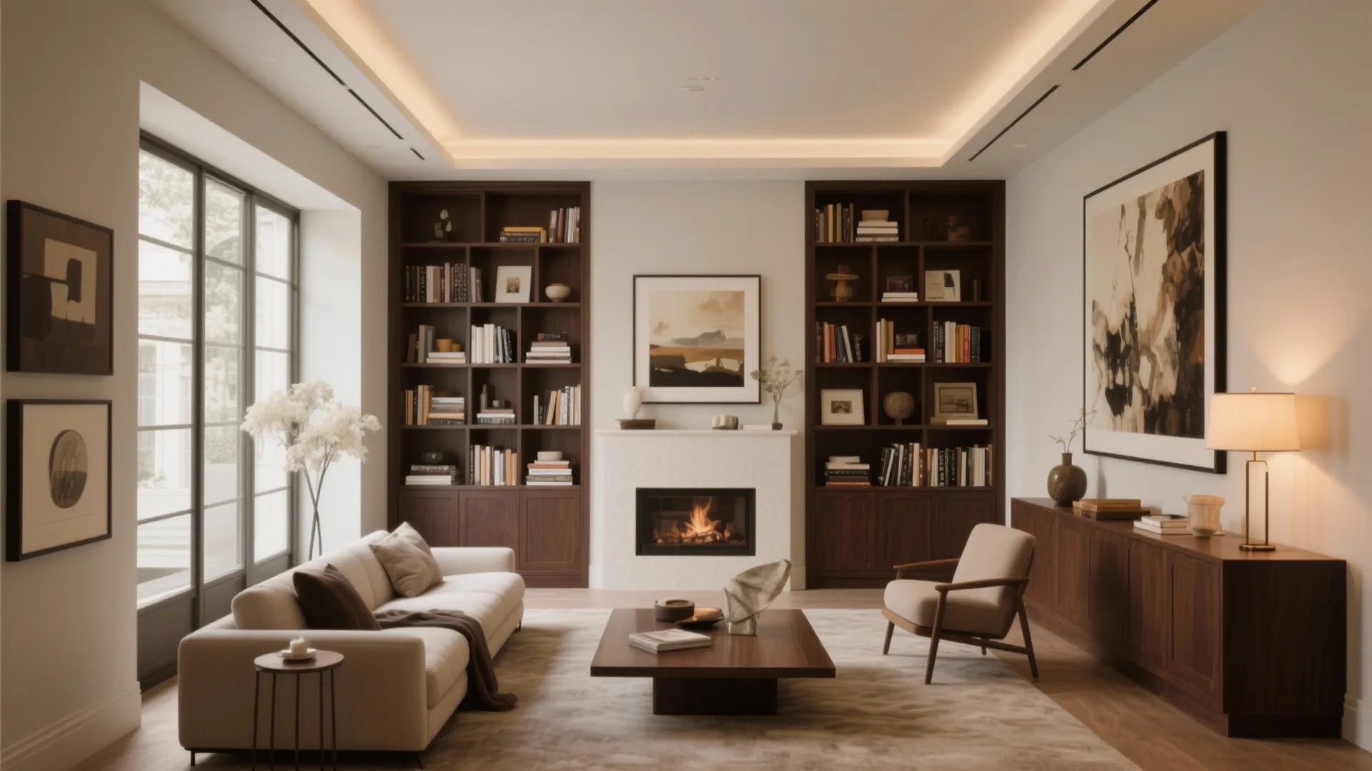 8. Espresso Brown Built-In Shelving