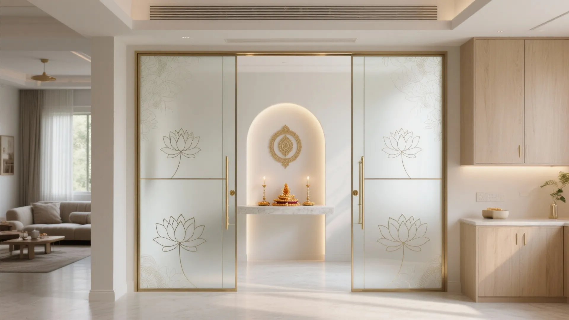 Etched Glass Double Doors for Light and Serenity