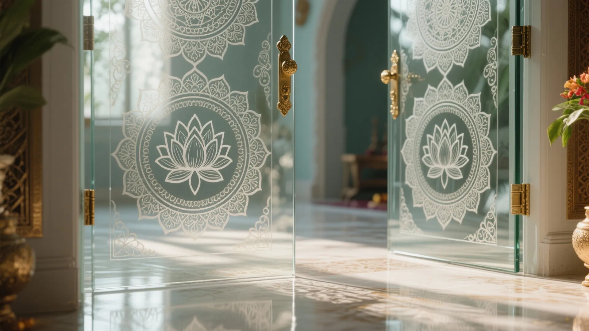 Clear Glass with Intricate Etched Motifs