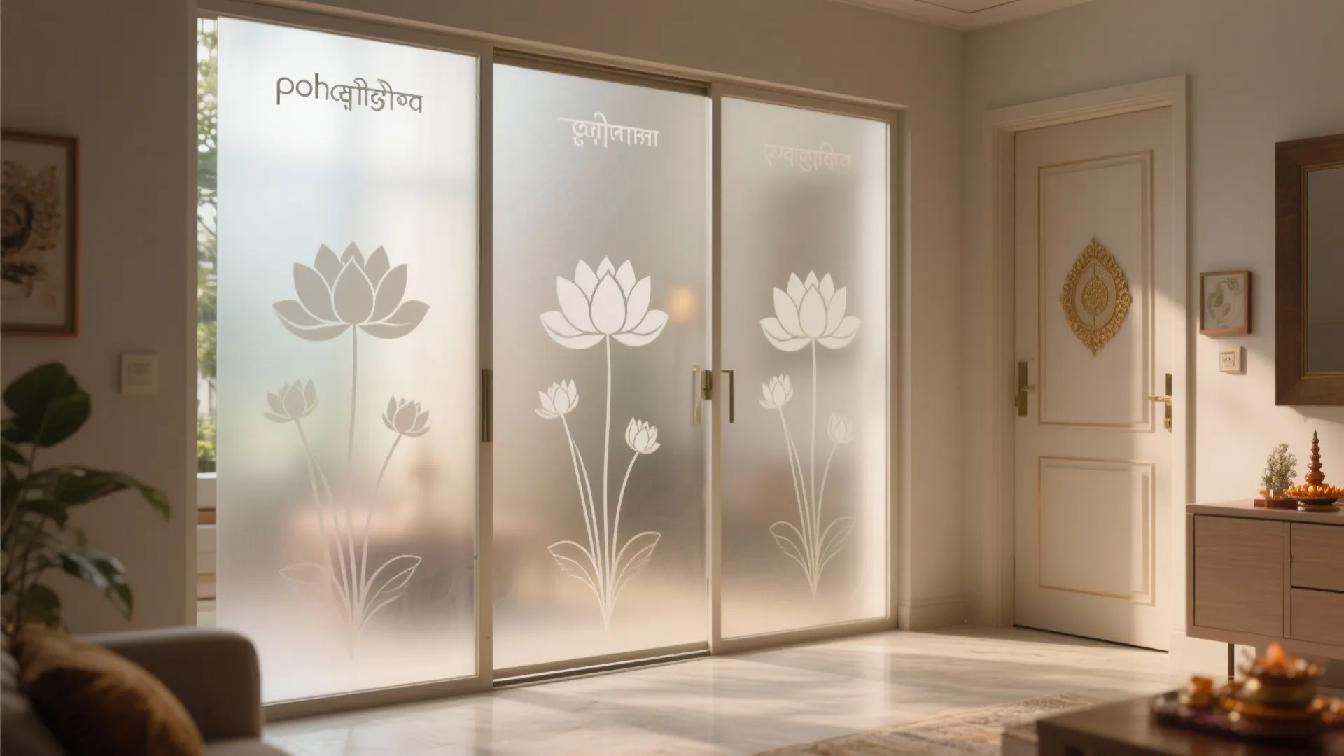 Glass Panelled Doors with Etching