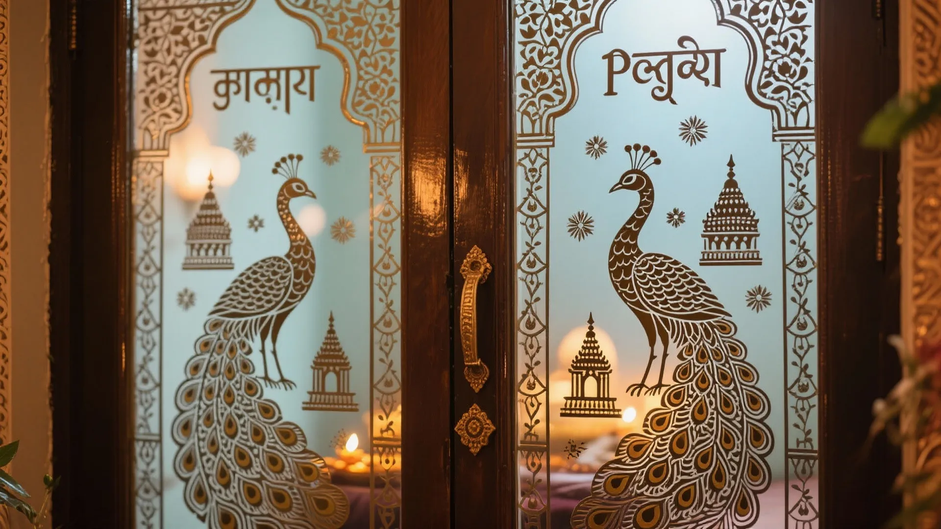 Traditional Motif Etched Glass