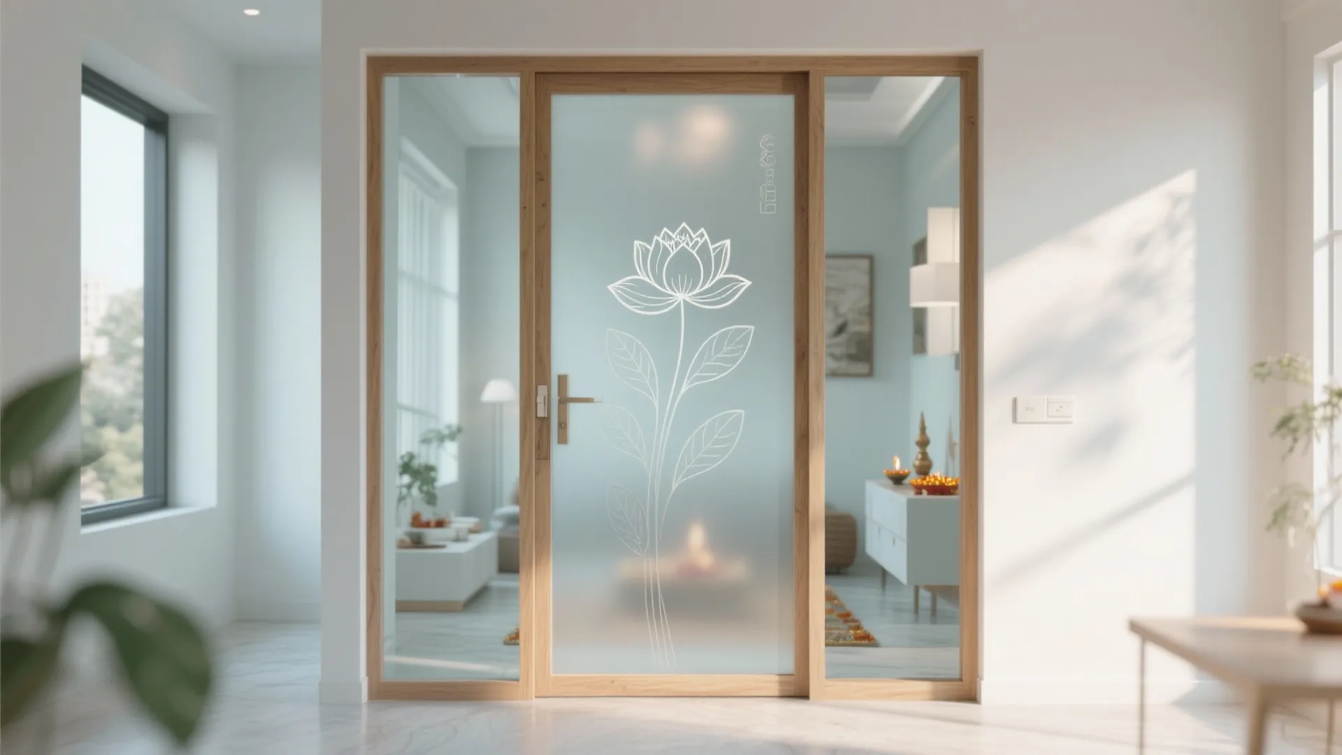 Etched glass panel doors