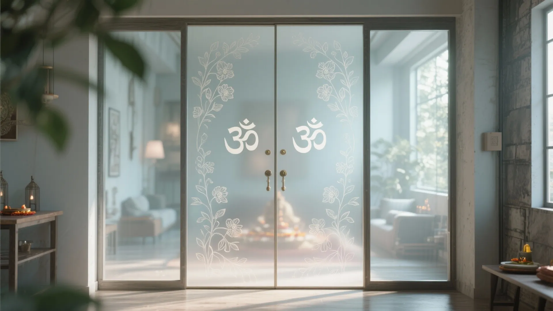 Glass Panel Doors with Etched Patterns