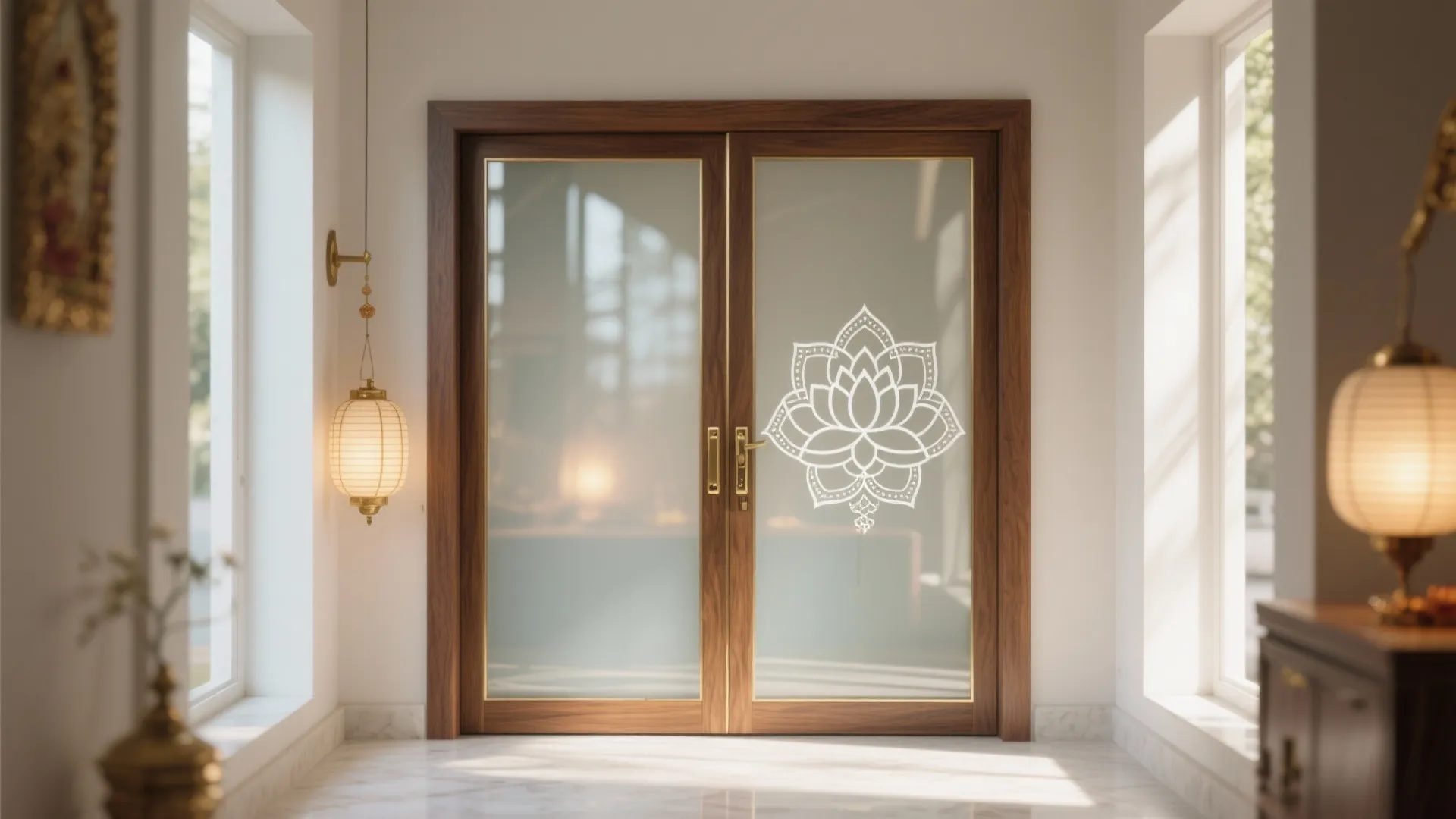 Etched Tempered-Glass Doors for Light and Serenity
