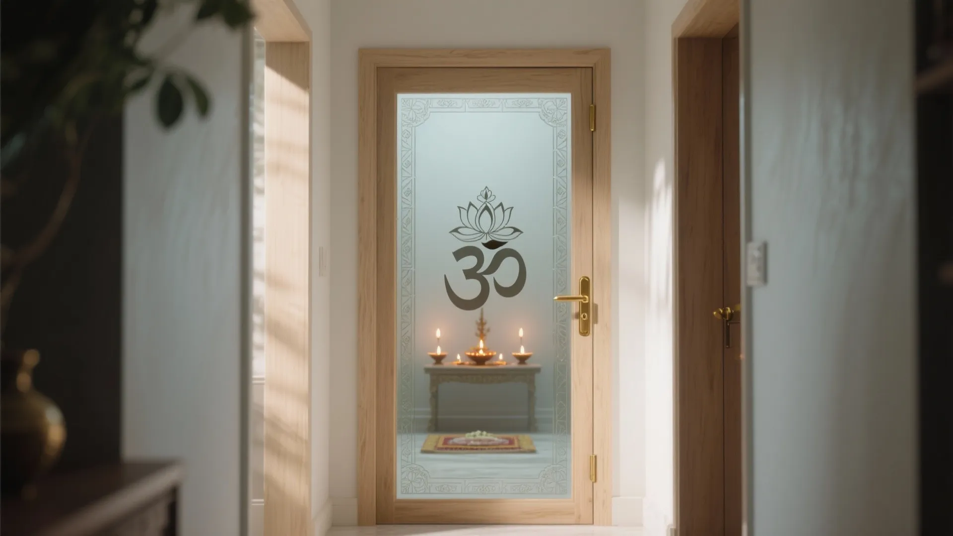 Etched Glass with Vedic Motifs