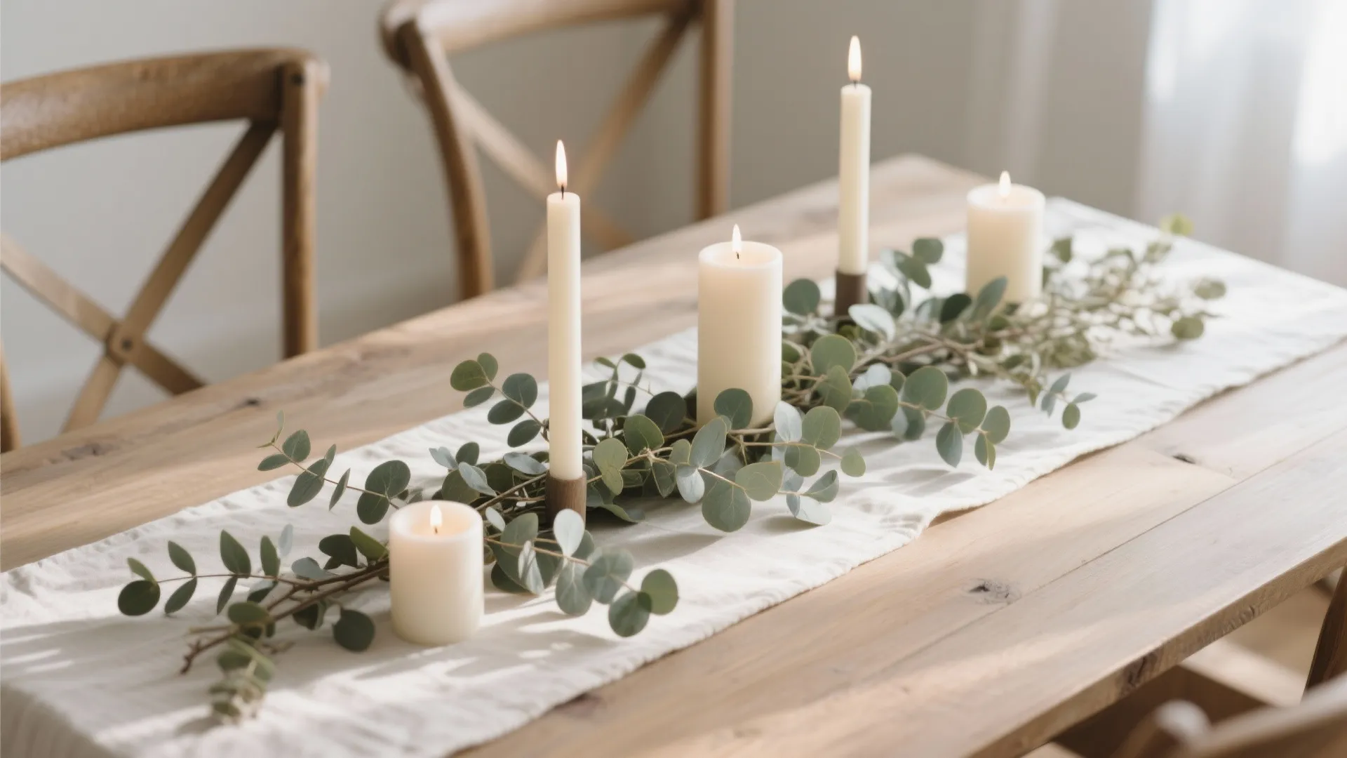 3. Eucalyptus and Candle Garland