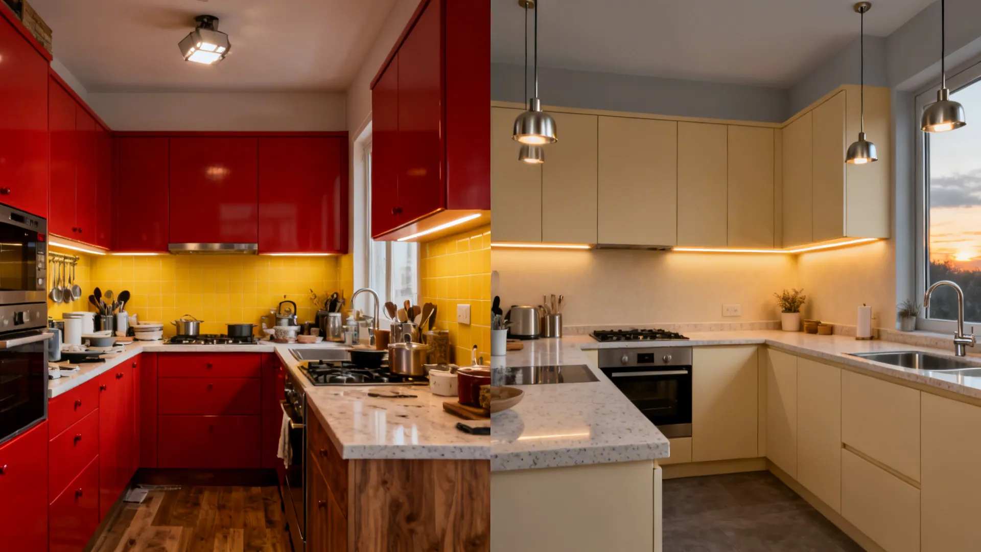 Soft neutrals and layered lighting for calm