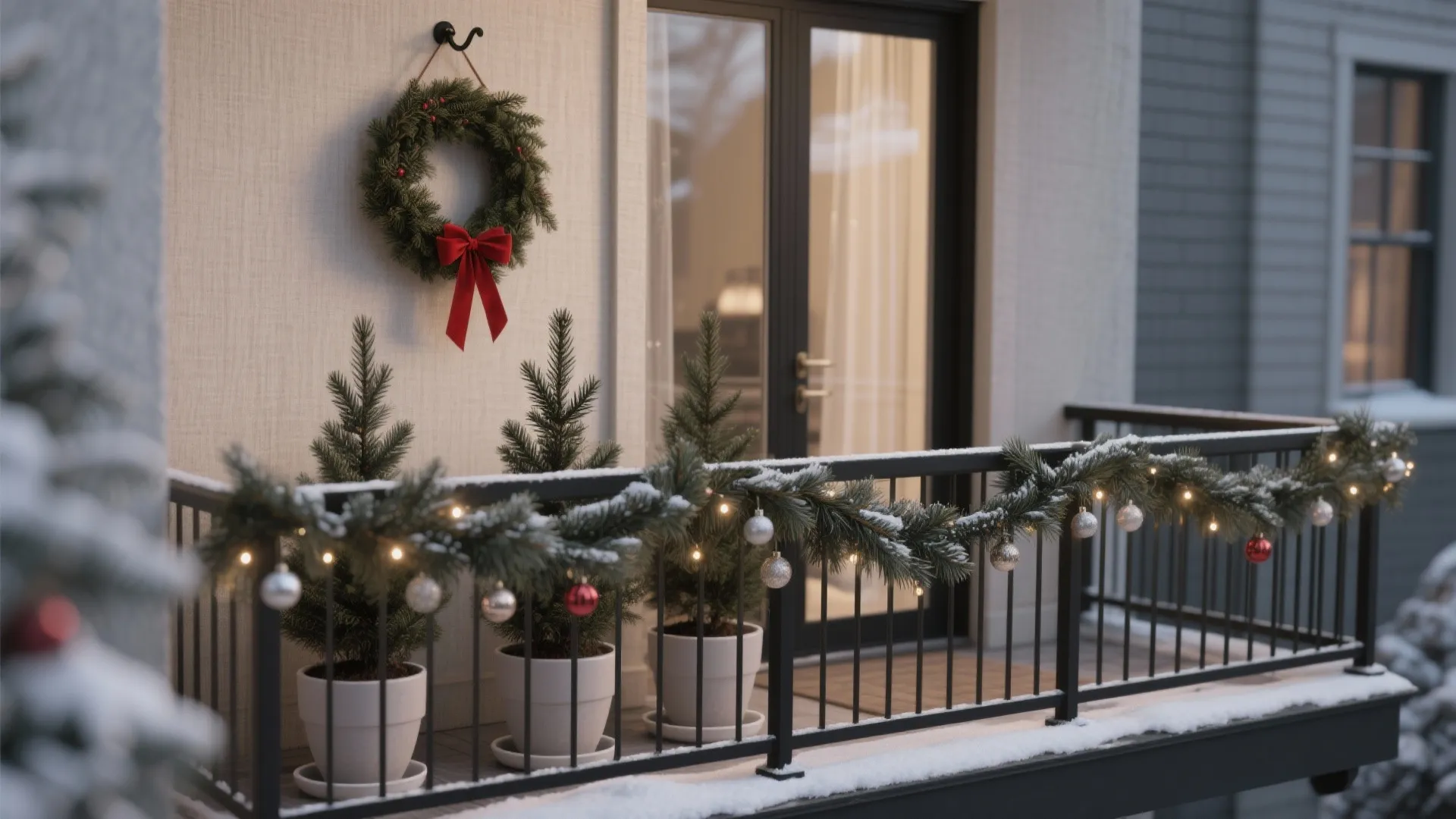 Evergreen Touches: Wreaths, Mini Trees, and Planters