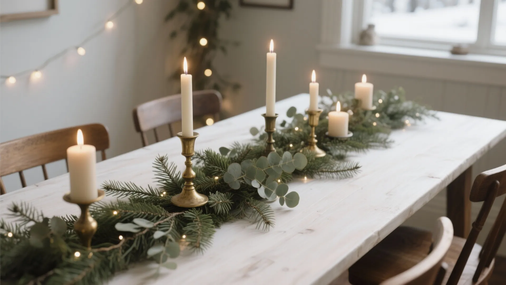 Evergreen Runner with Candle Glow