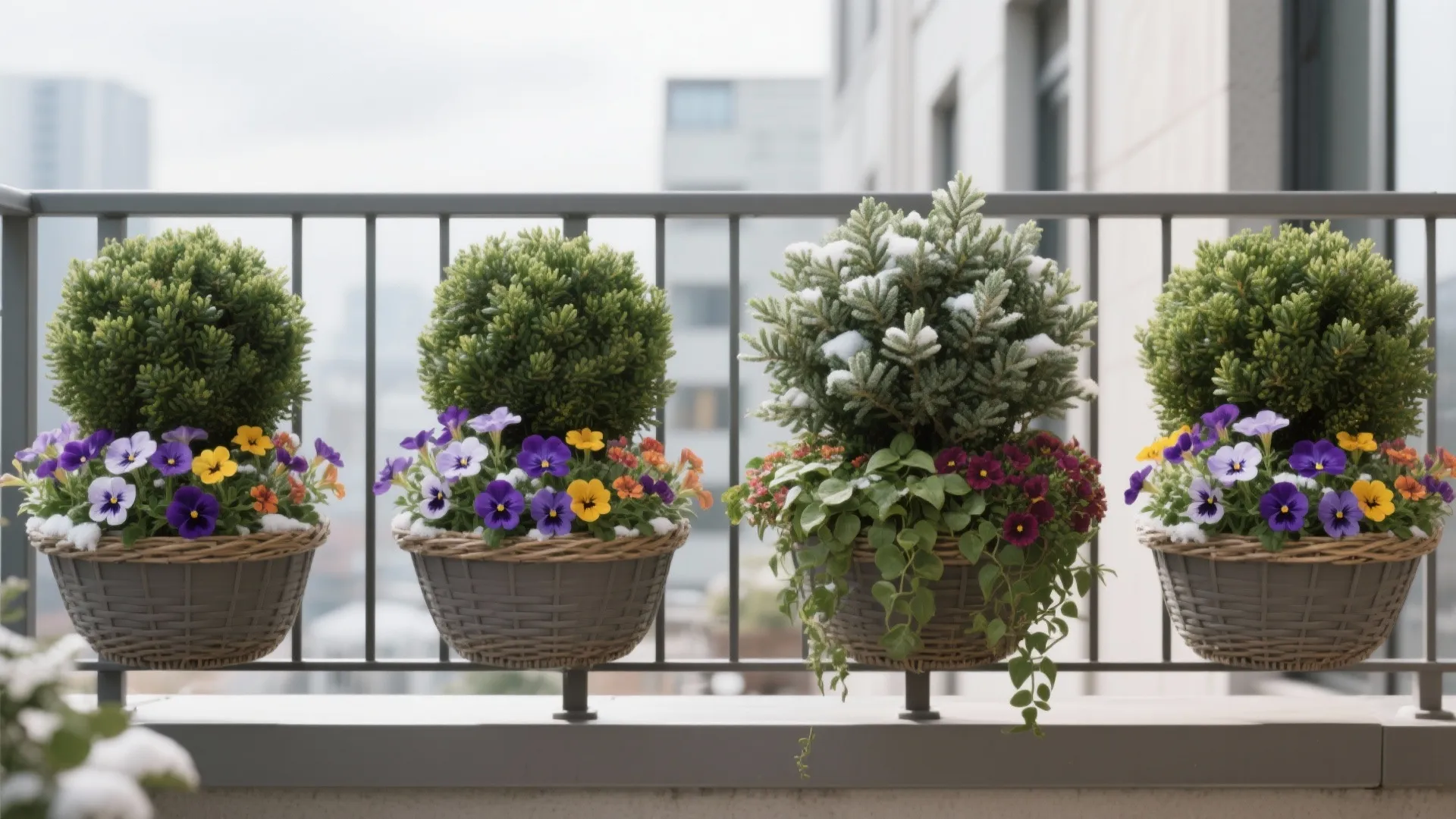 All-Season Perch: Mixed Evergreens + Seasonal Pops