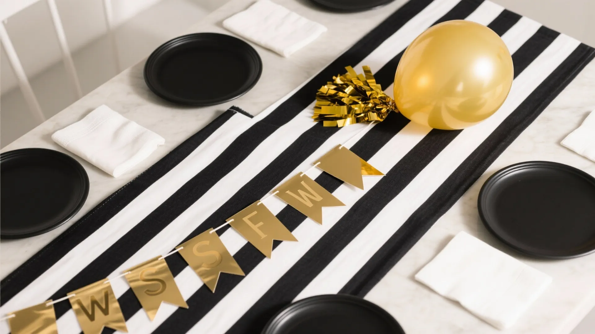 Executive Chic: Black, White, and Gold Palette