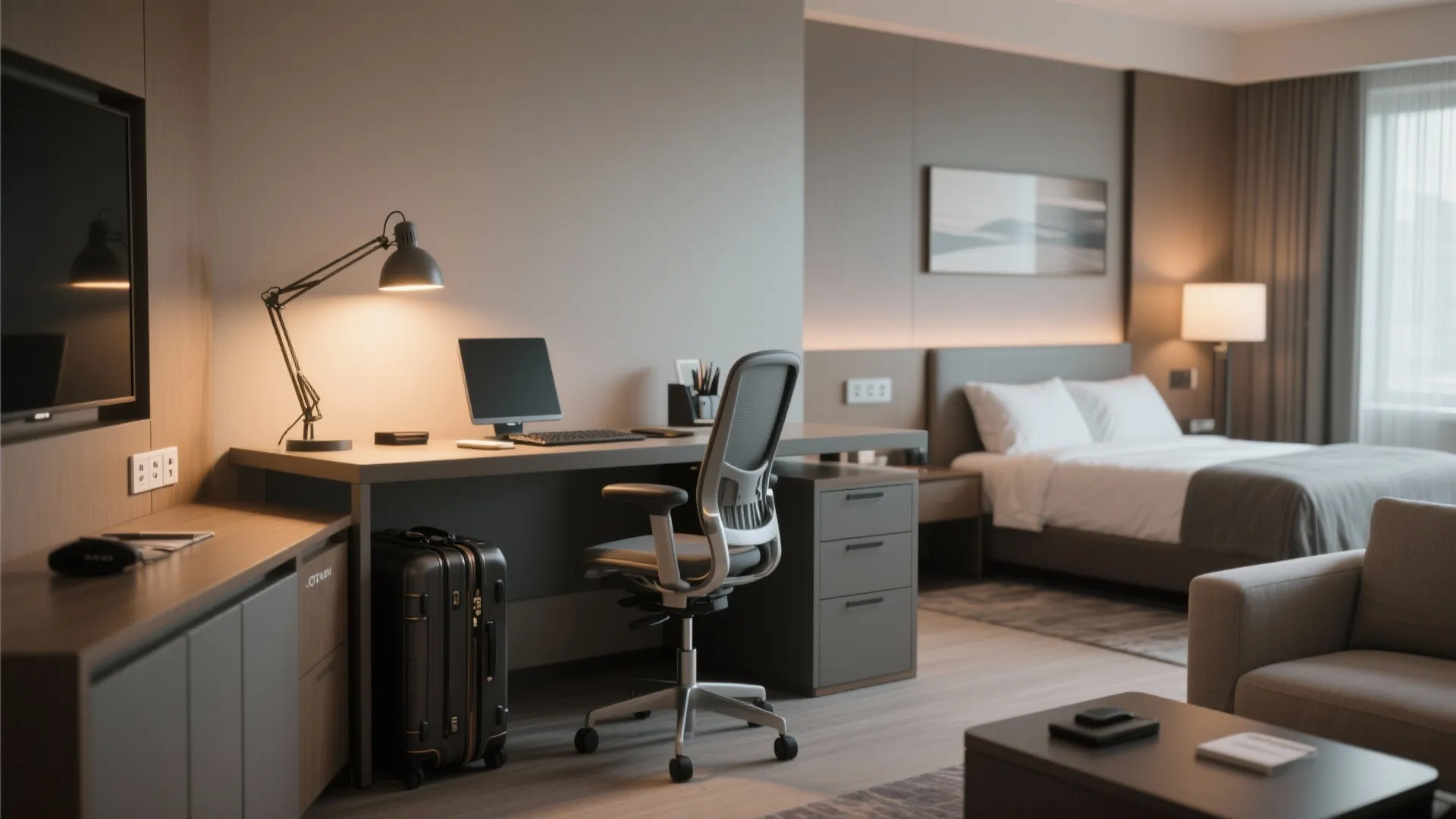 3. Executive suite with workstation — blend sleep and work