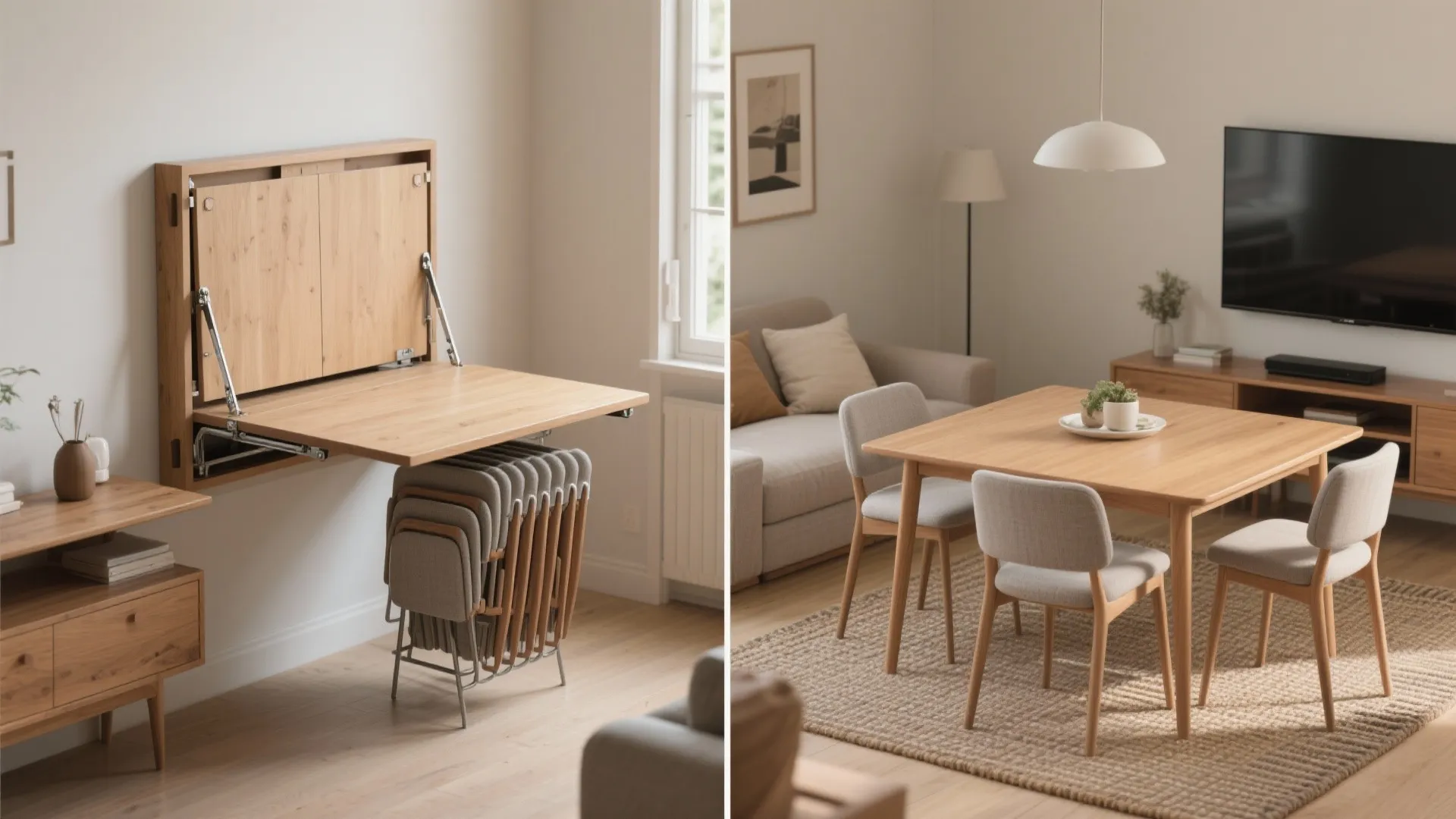 Expandable Dining: Drop-Leaf, Wall-Mount, and Stackables