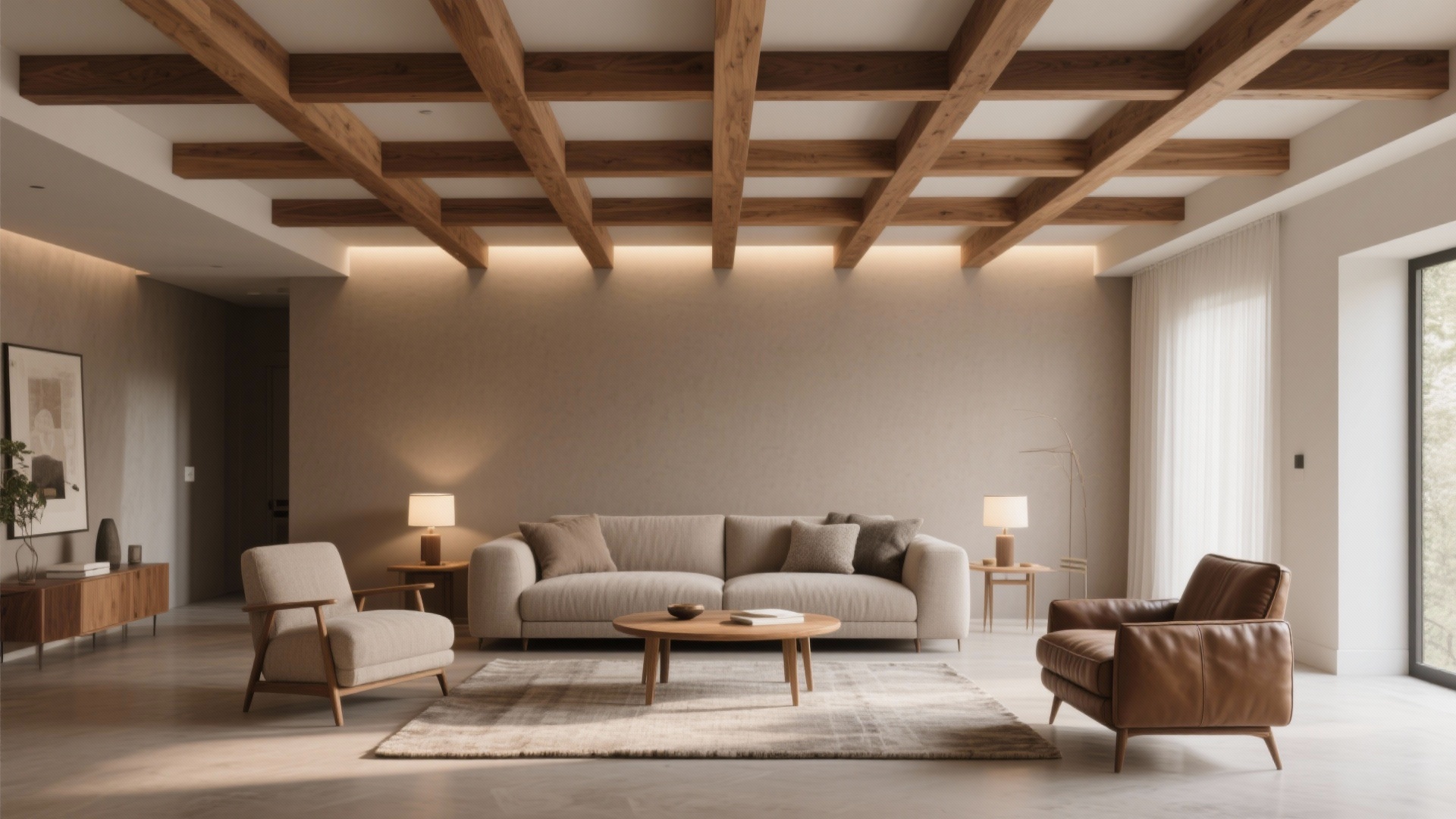 Living Room with Ceiling Beams Feels Dark? 6 Decor Fixes