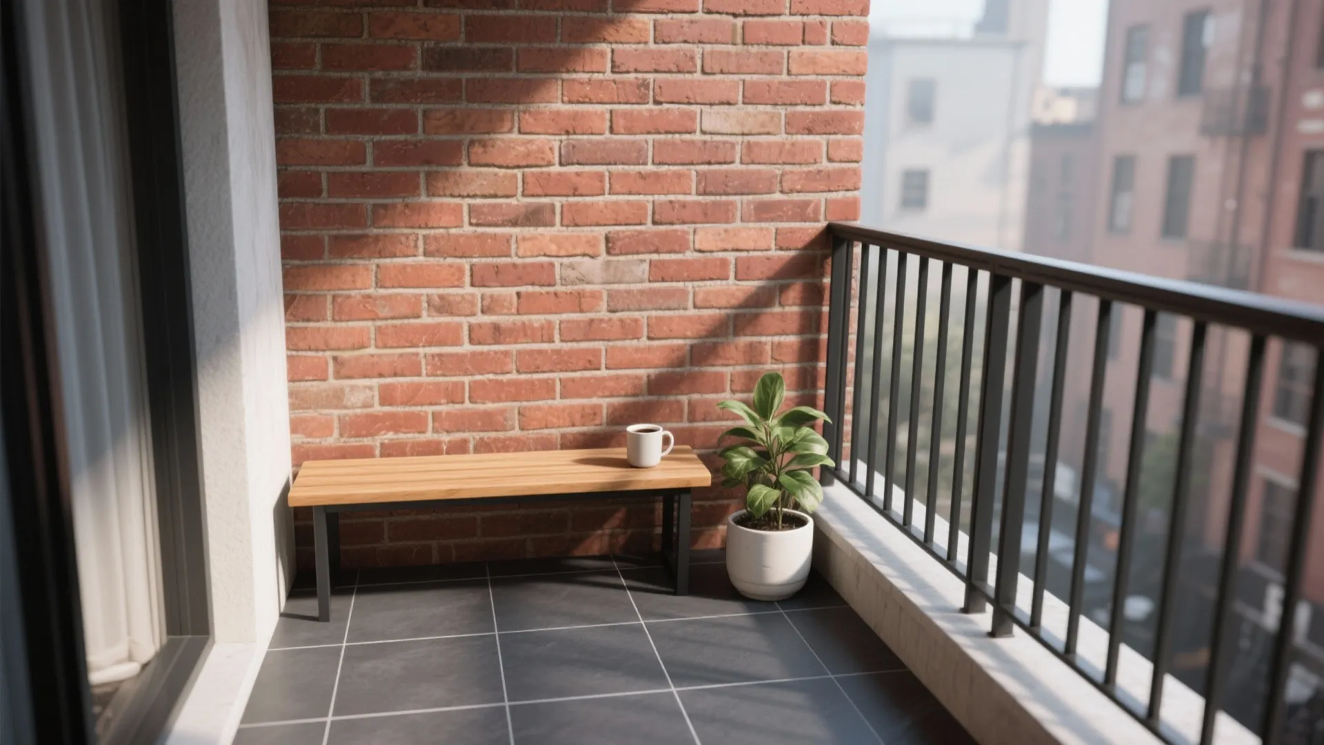 Exposed Brick Feature for Character on Compact Balconies