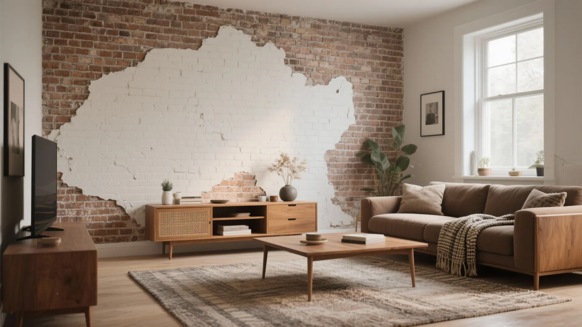 3. Create an interior feature with exposed painted brick