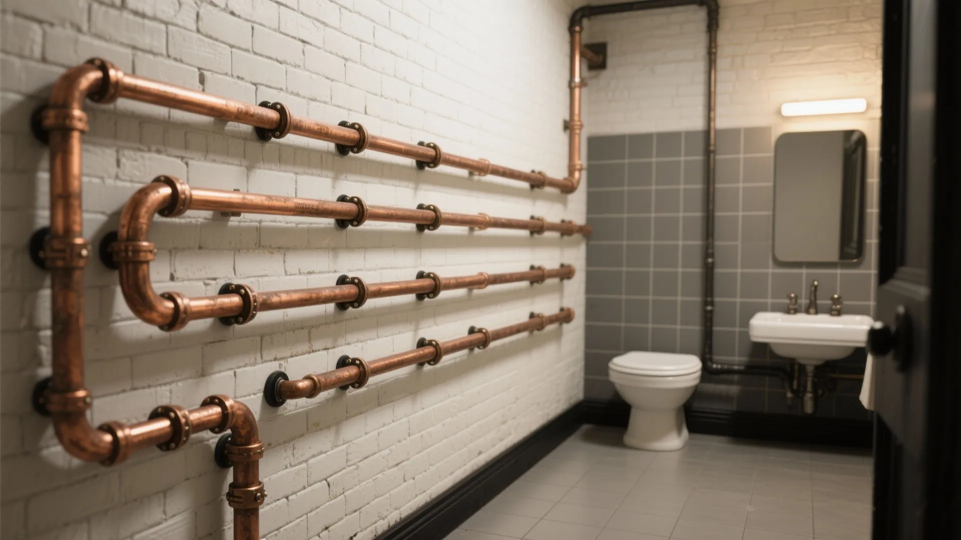 Exposed piping with purpose