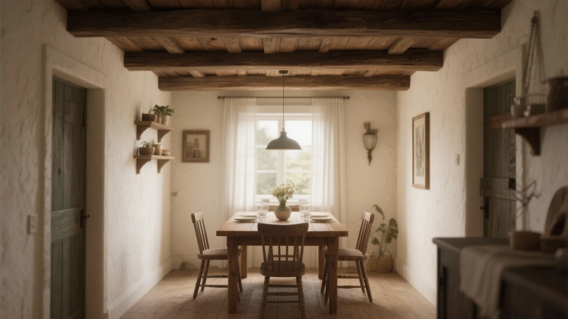 1. Exposed Wooden Beams