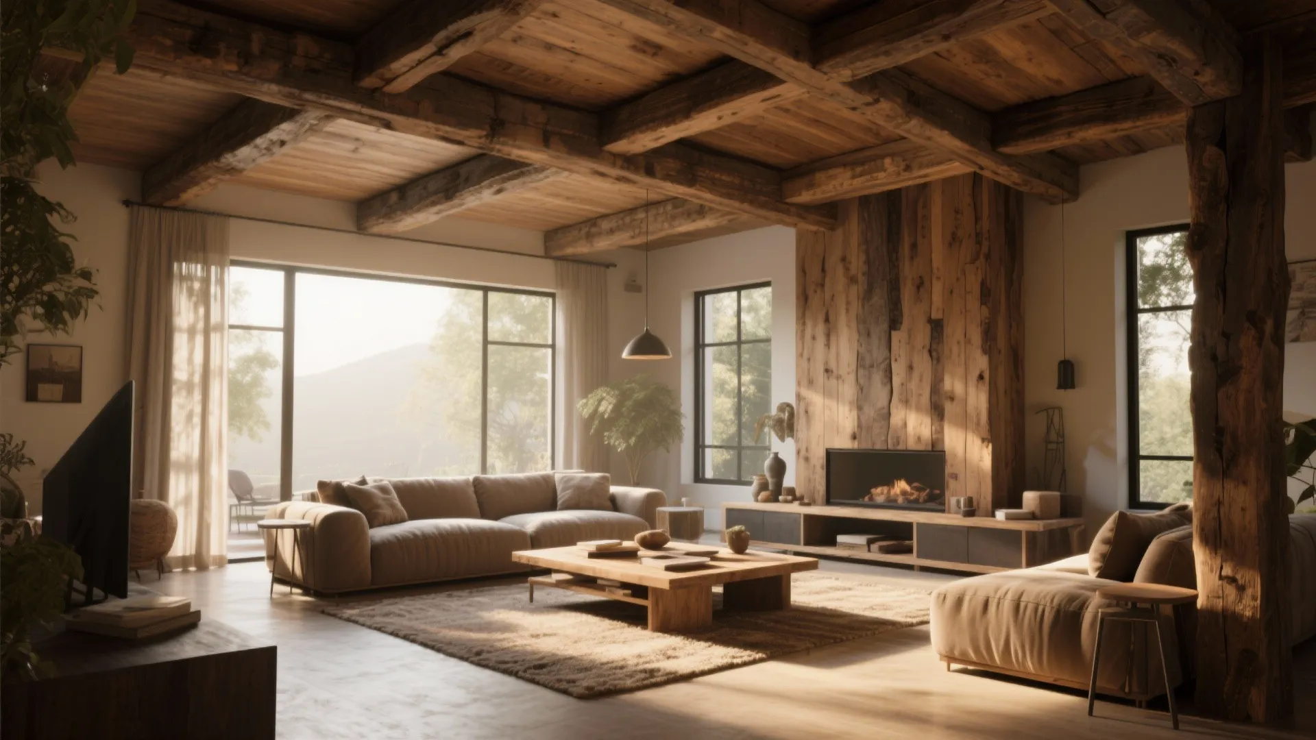 2. Exposed Wood Beams