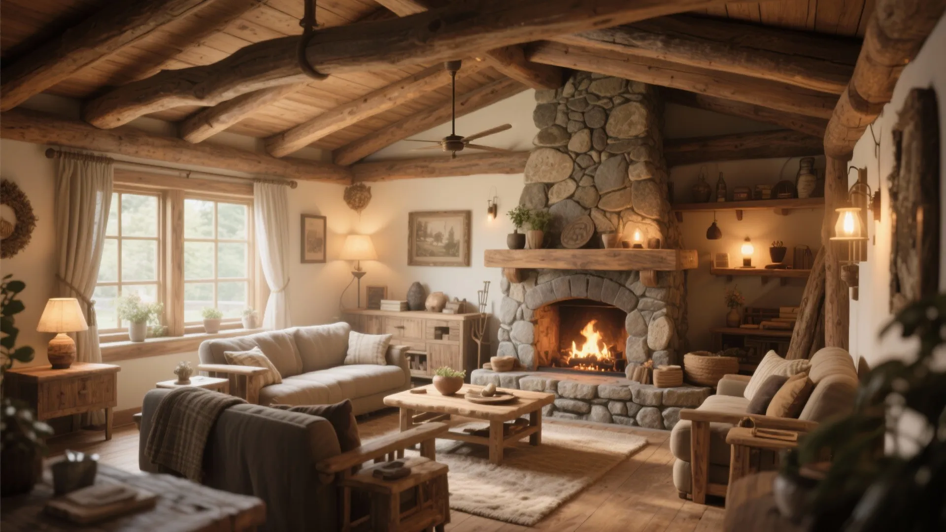 3. Exposed Wooden Beams