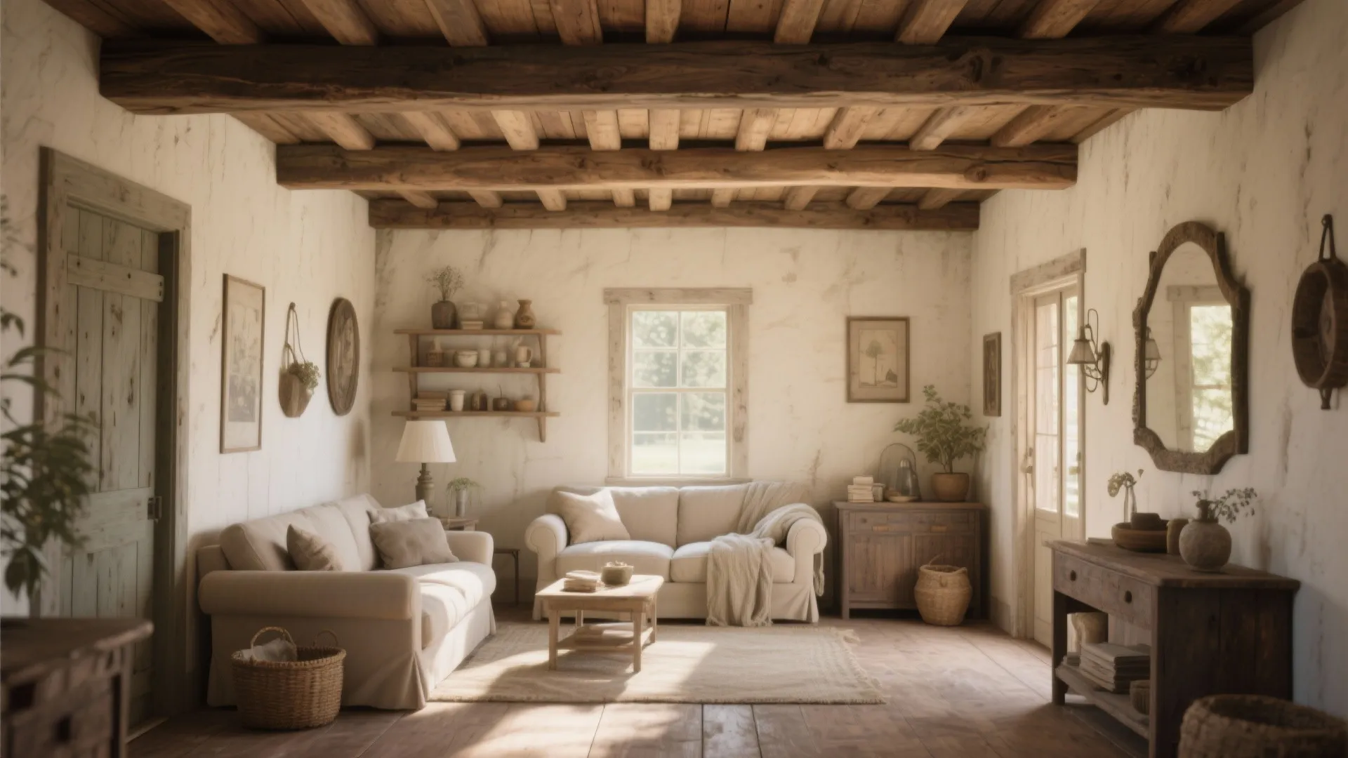 2. Exposed Wooden Beams