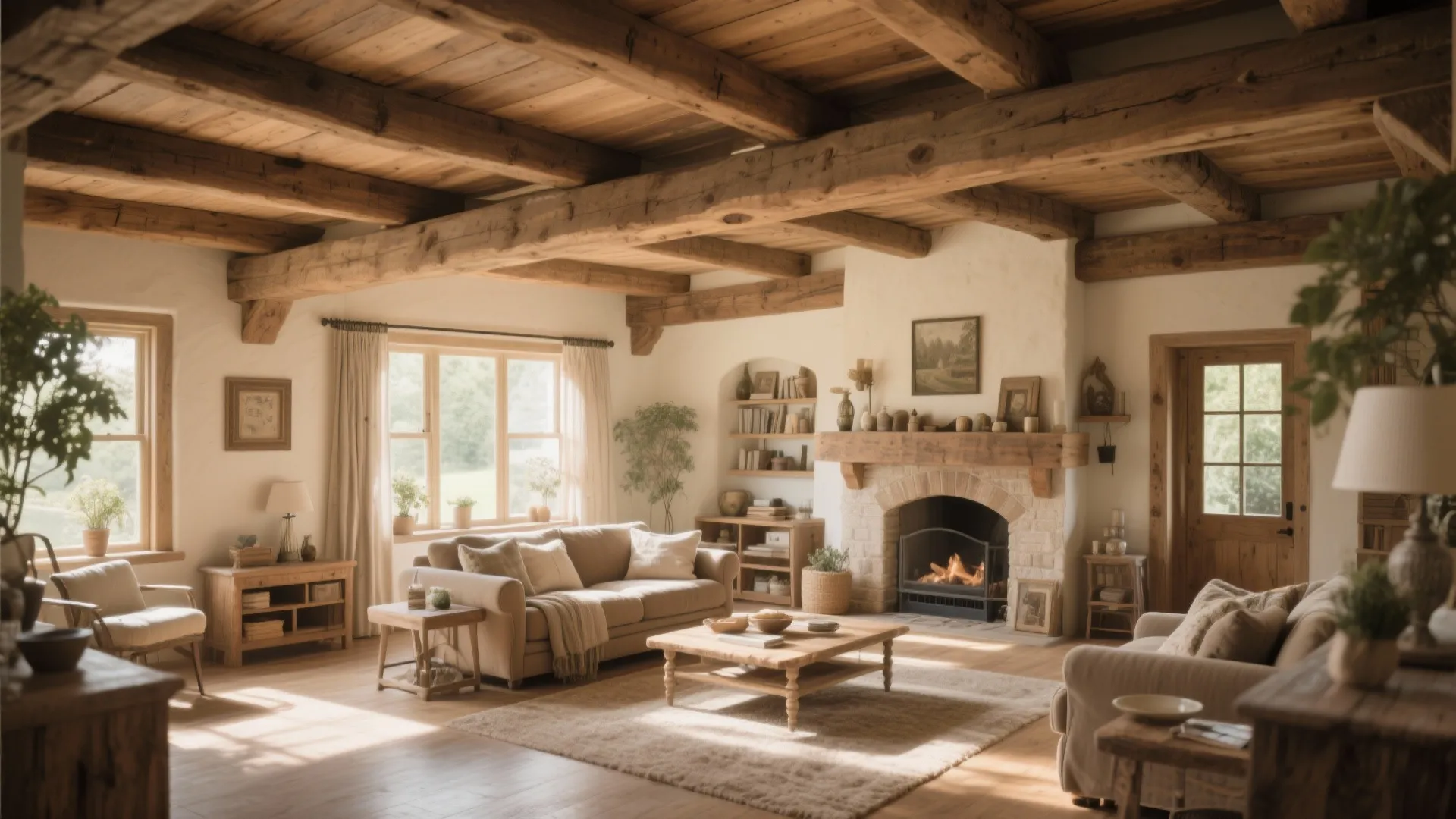 2. Exposed Wooden Beams