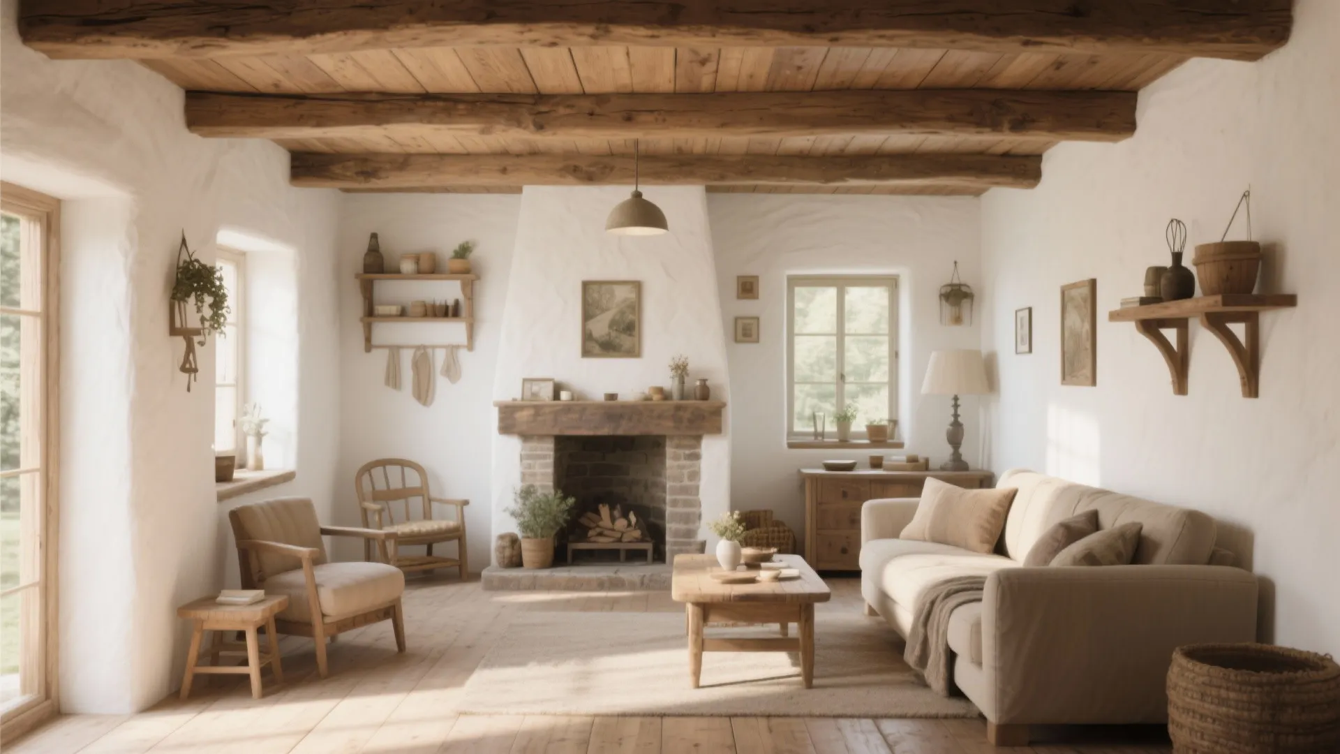 1. Exposed Wooden Beams for Warmth