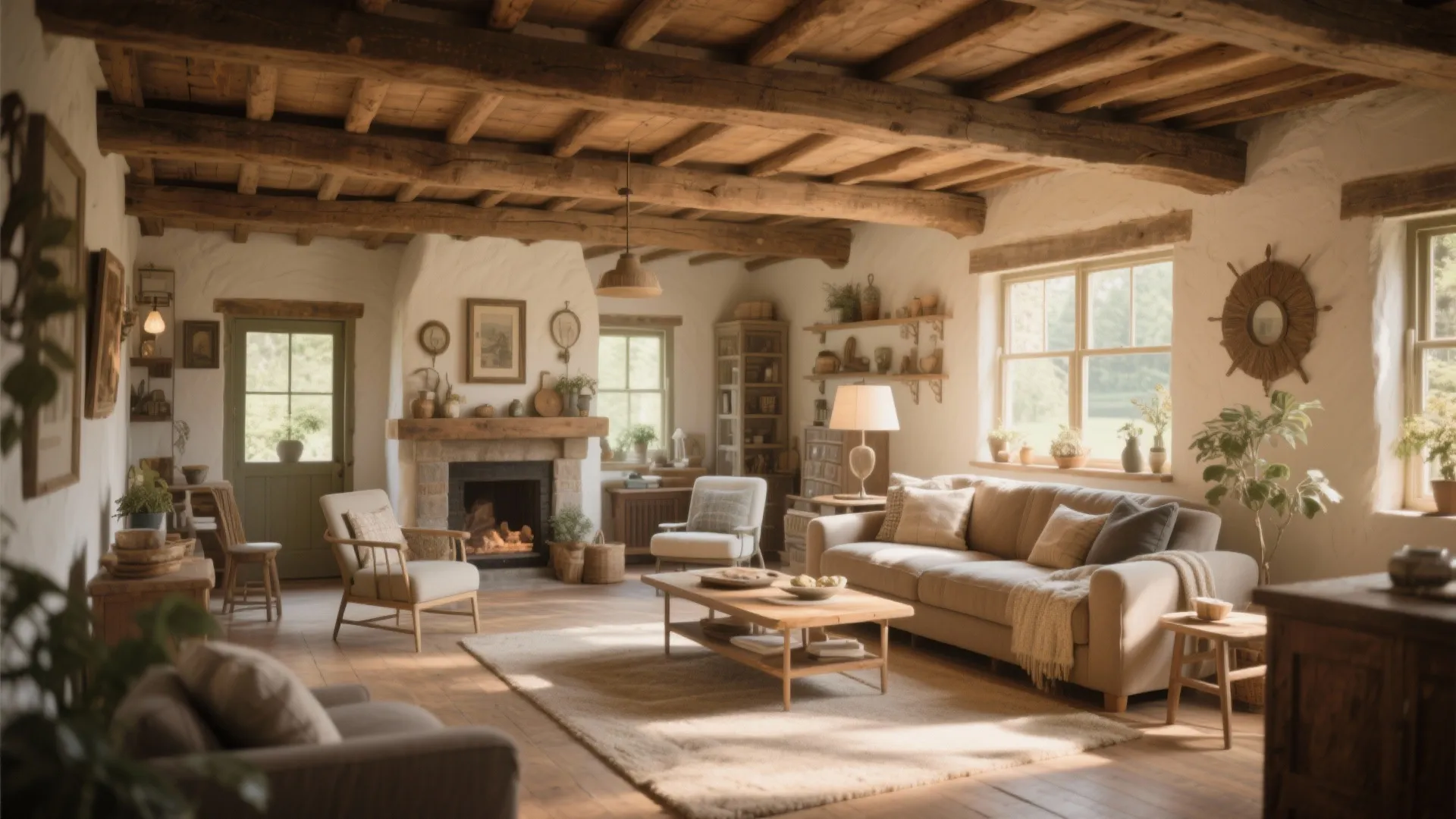 2. Exposed Wooden Beams