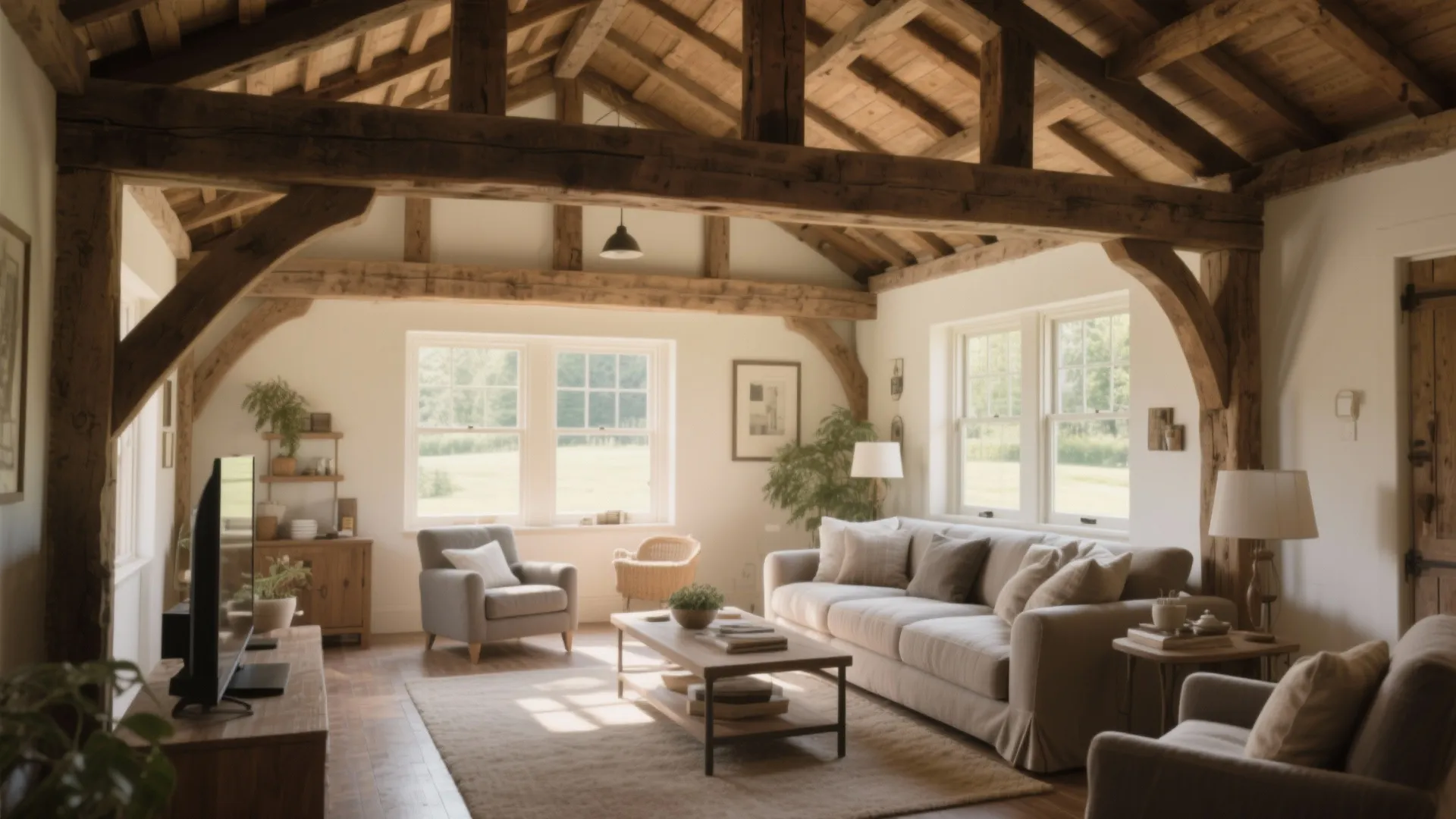 2. Exposed Wooden Beams