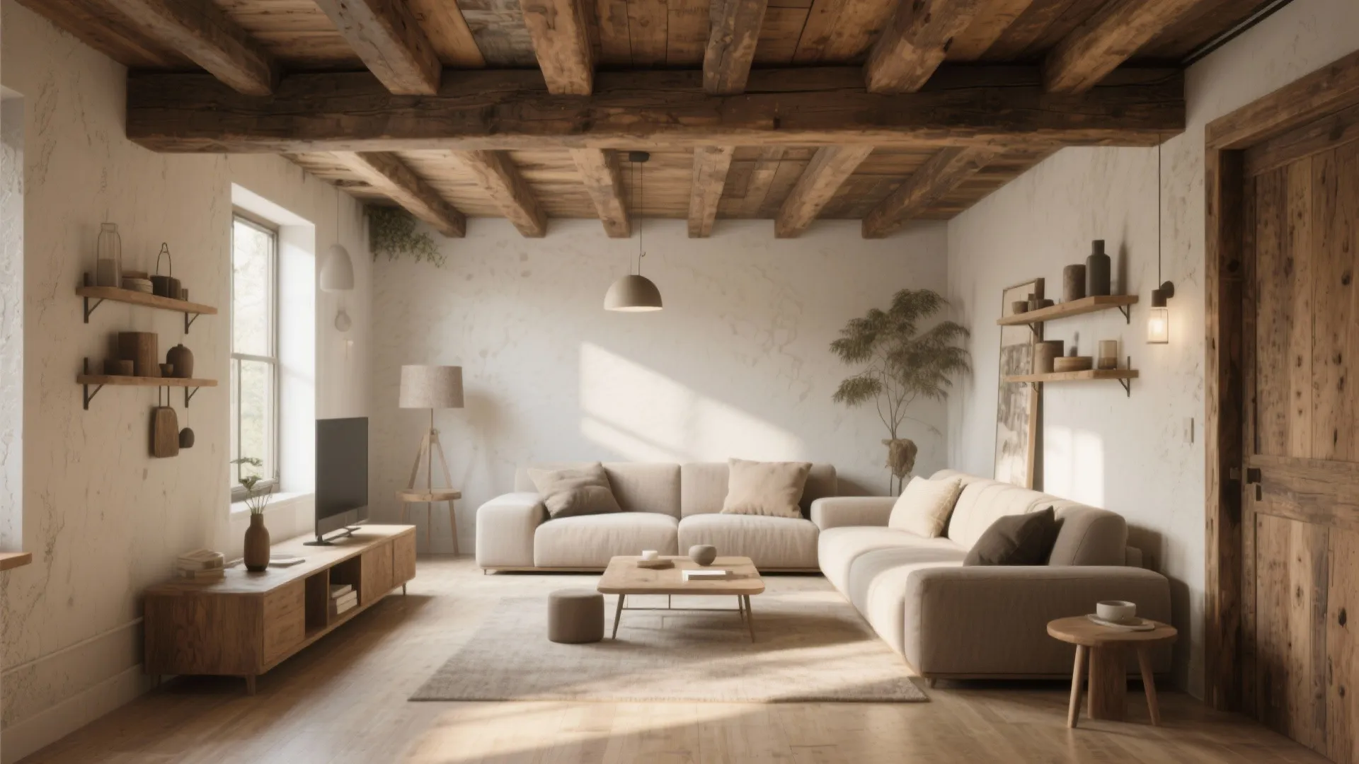 1. Exposed Wooden Beams