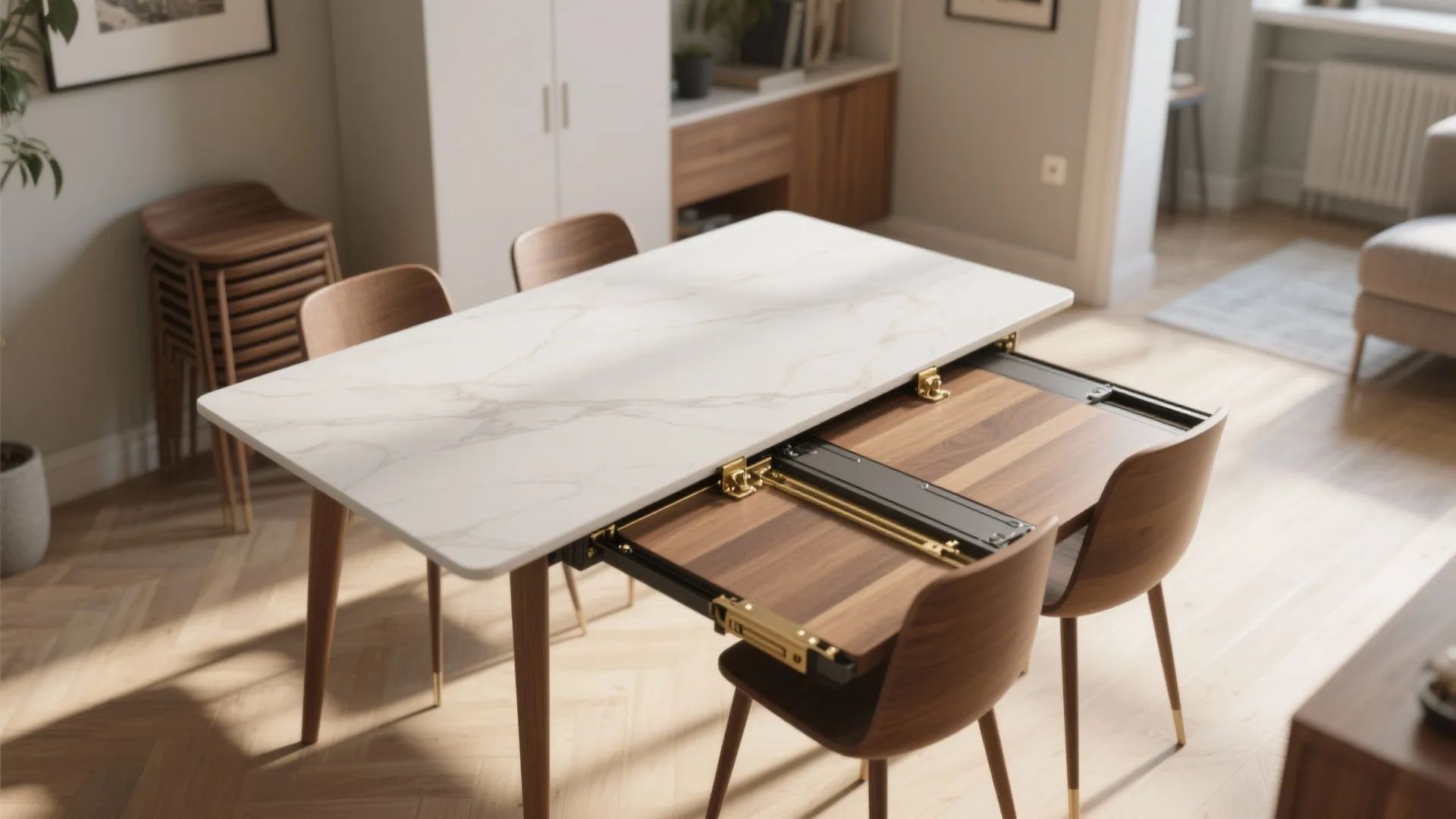 2. Compact Extendable Tables: Small Footprint, Big Flex