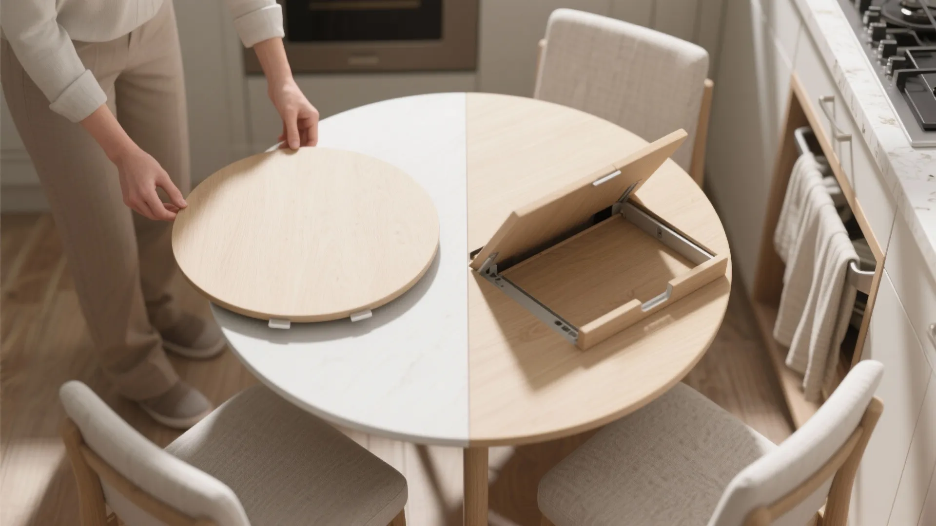 2. Use drop leaves or expandable tops